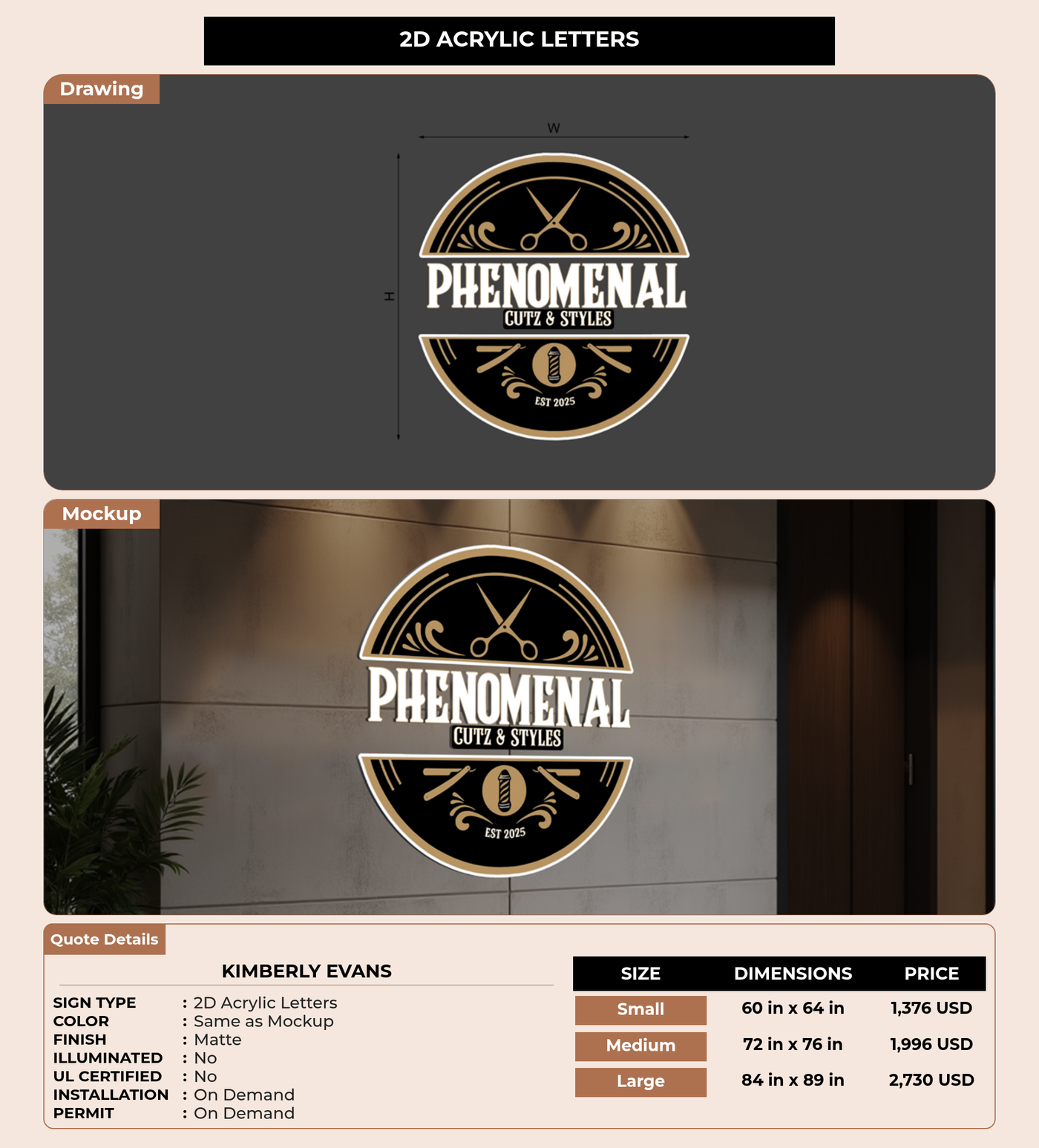 CUSTOM MOCKUP SIGN FOR Kimberly Evans
