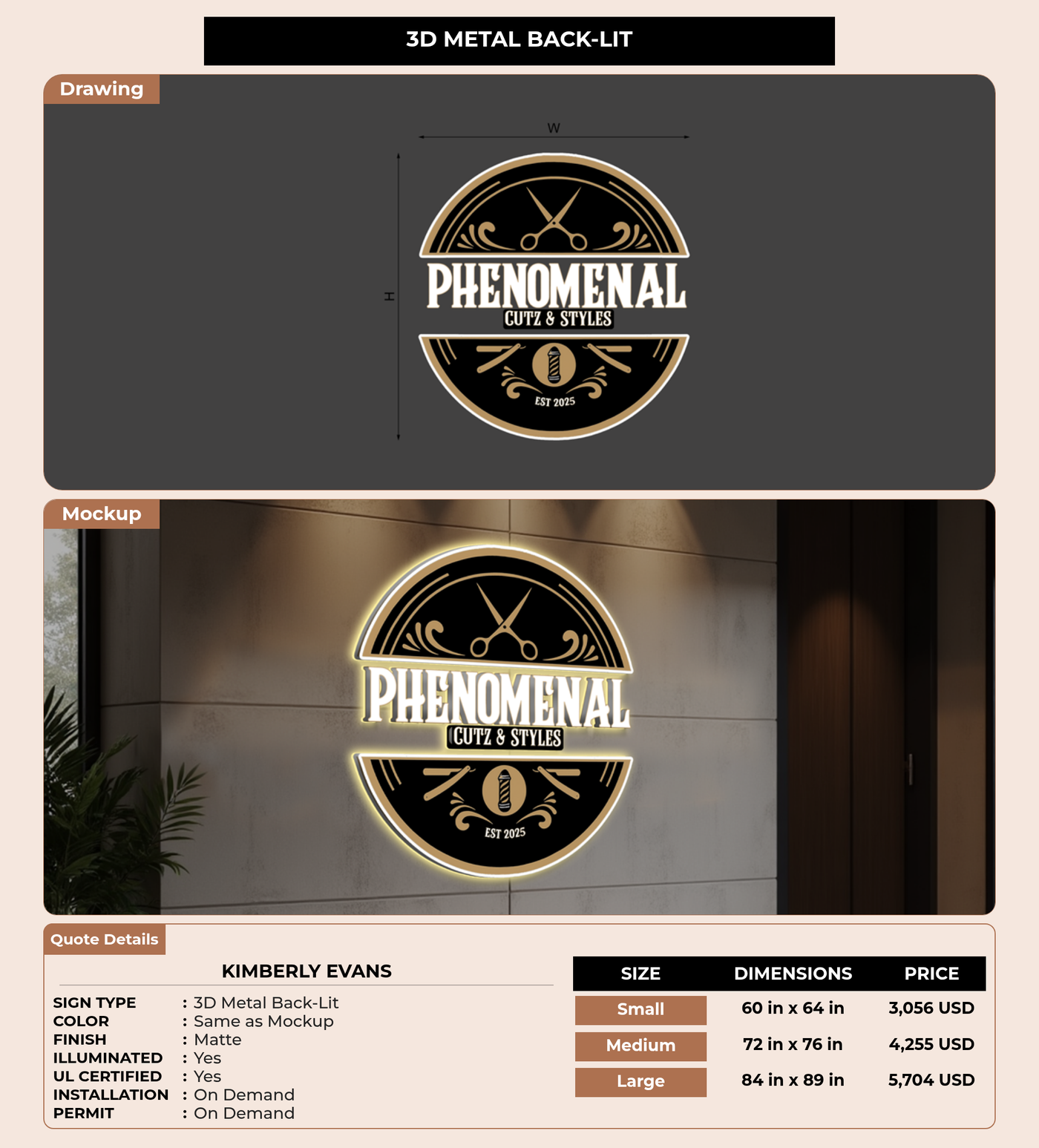 CUSTOM MOCKUP SIGN FOR Kimberly Evans