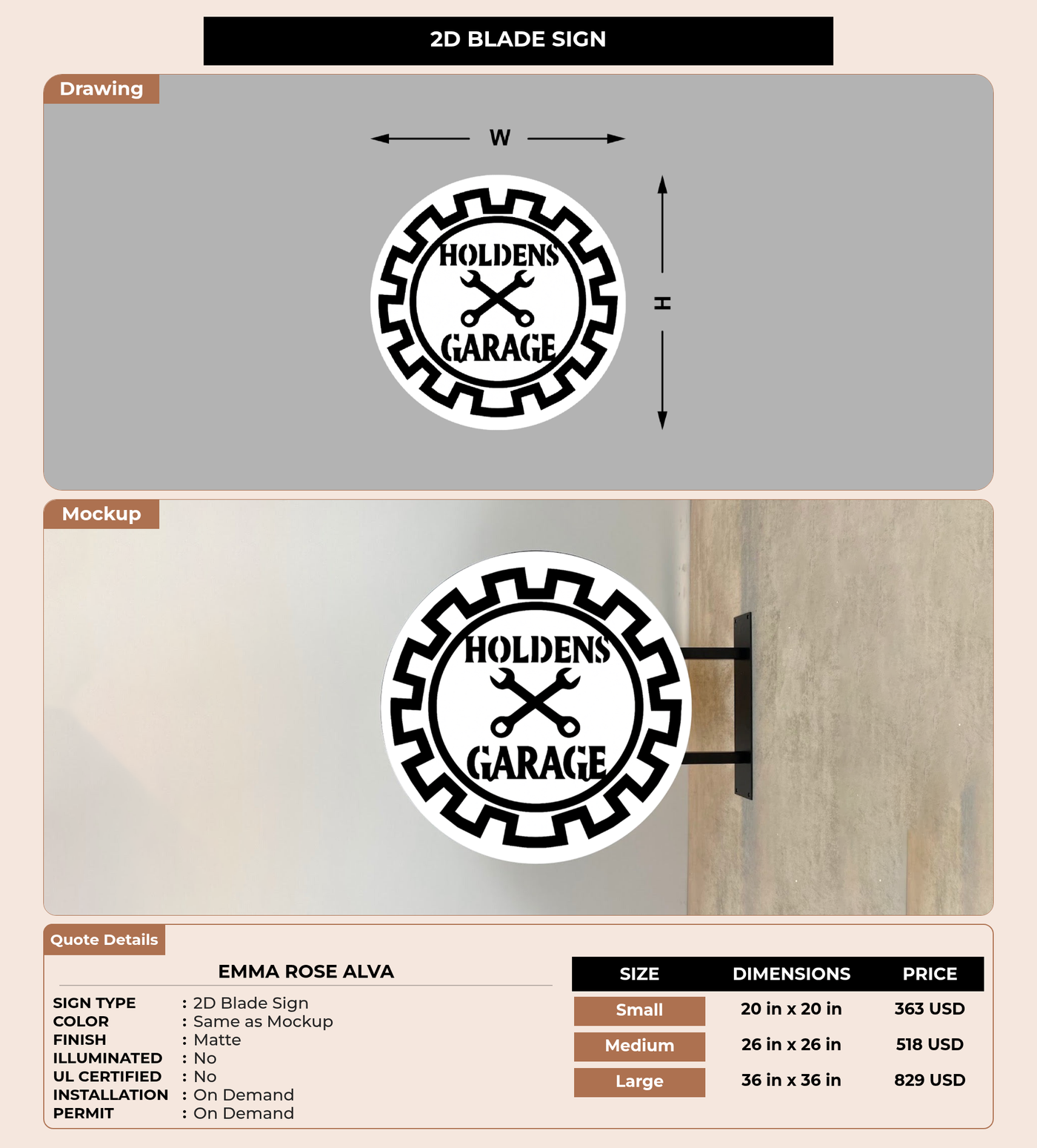 CUSTOM MOCKUP SIGN FOR Emma Rose Alva