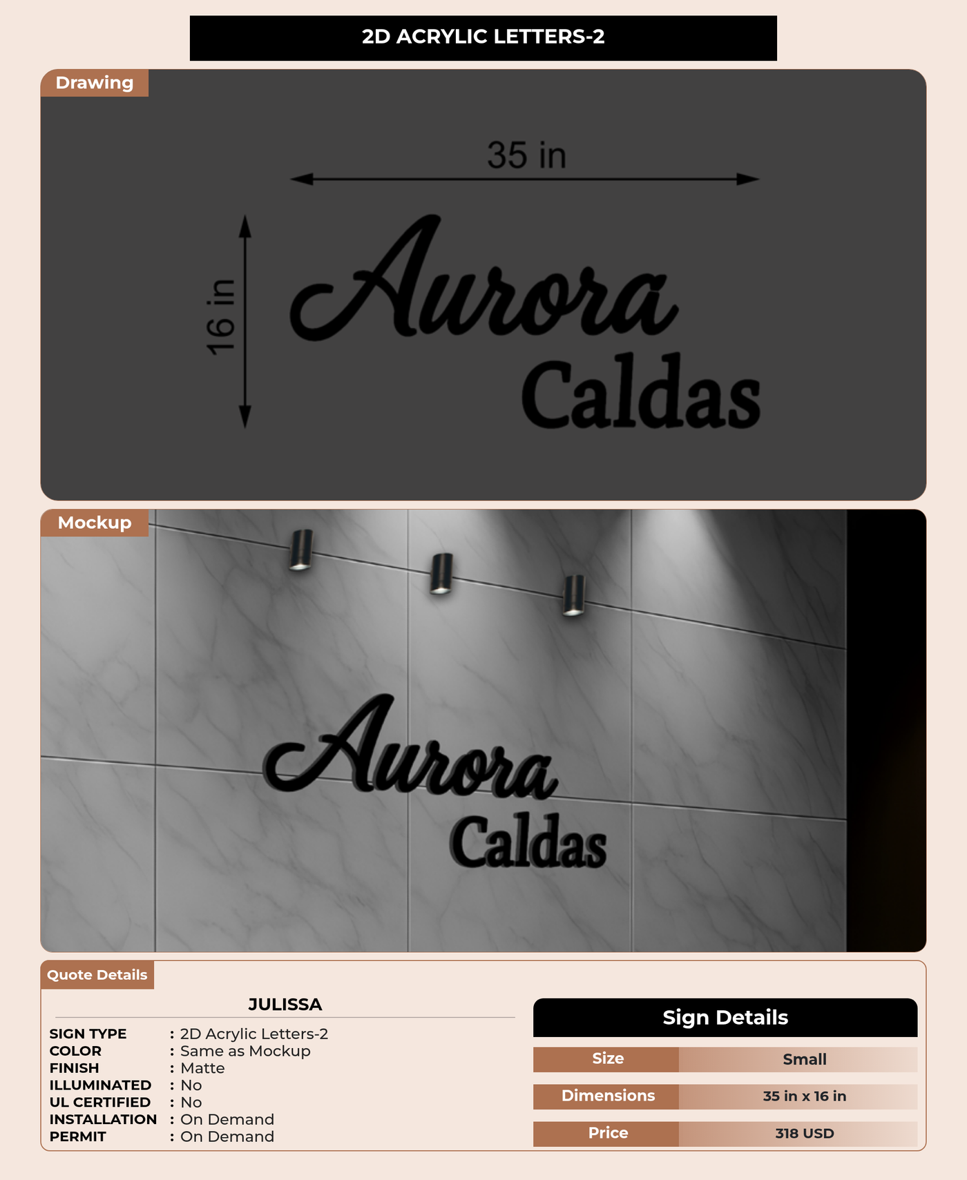 CUSTOM MOCKUP SIGN FOR Julissa