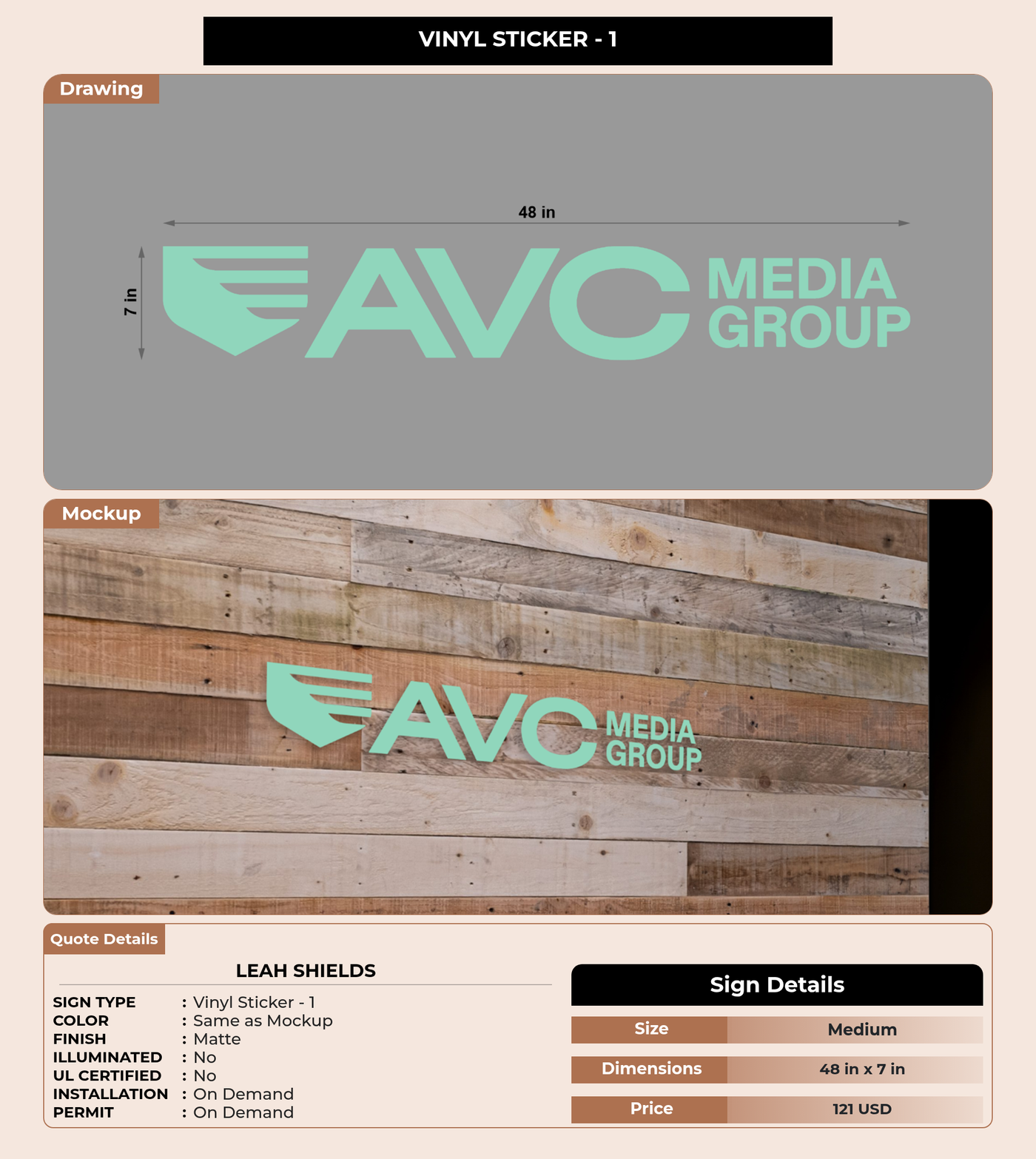 CUSTOM MOCKUP SIGN FOR Leah Shields