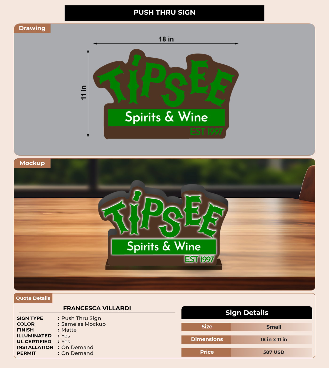 CUSTOM MOCKUP SIGN FOR Francesca Villardi