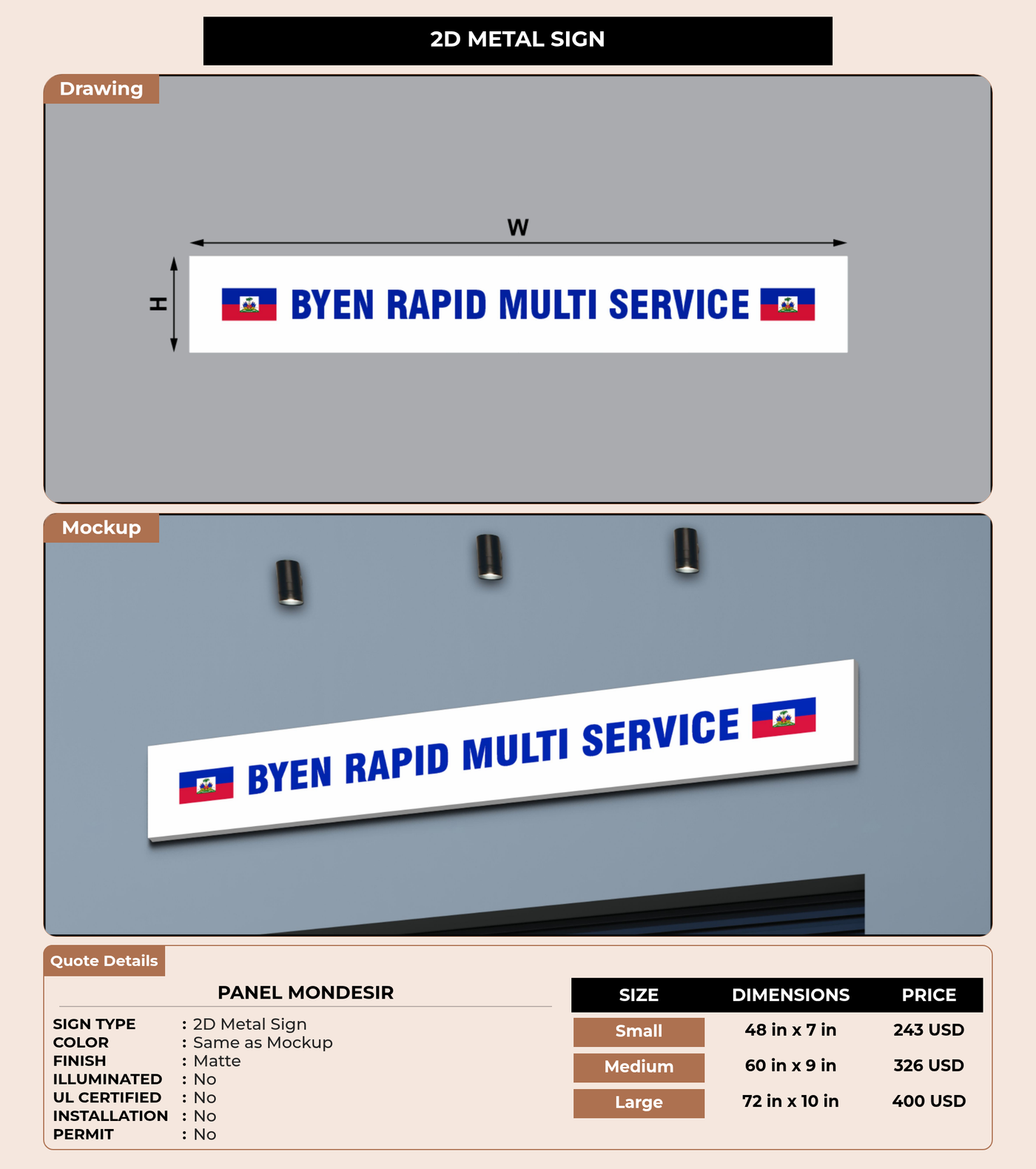 CUSTOM MOCKUP SIGN FOR Panel Mondesir