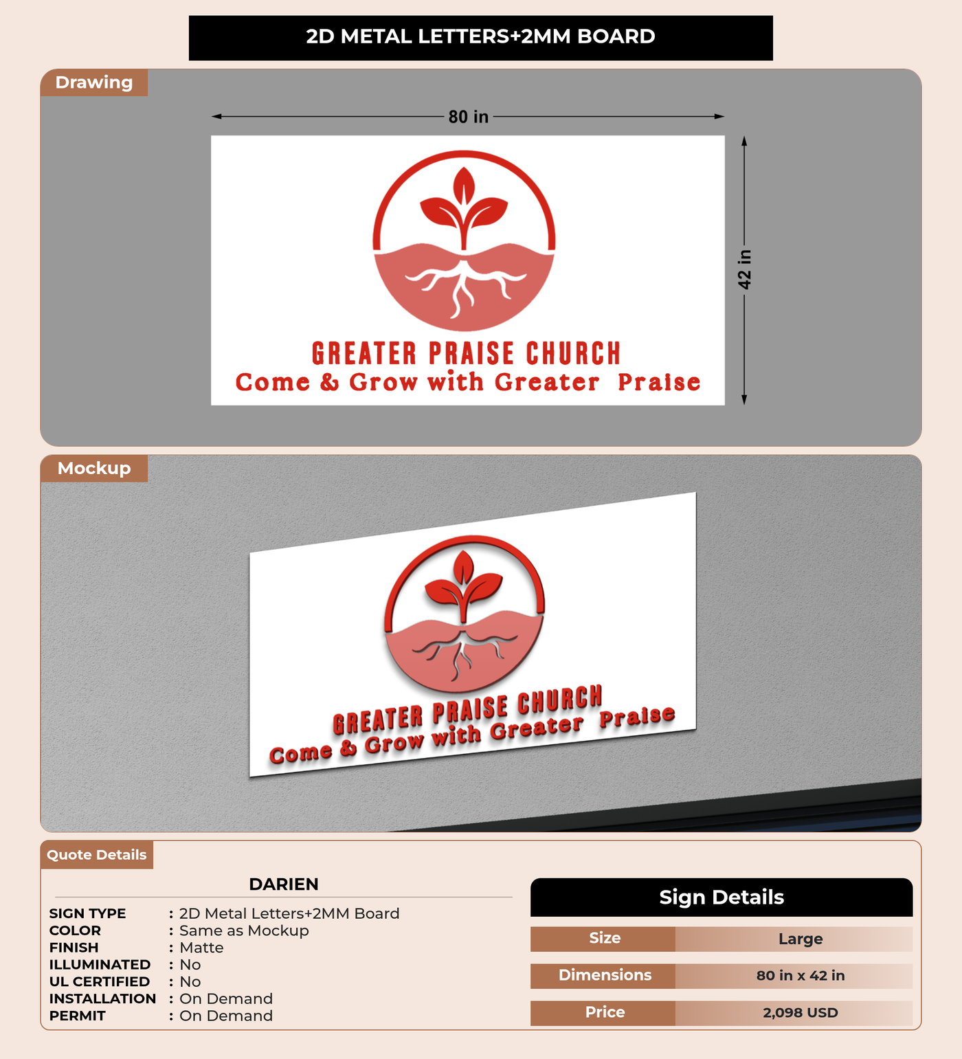 CUSTOM MOCKUP SIGN FOR Darien