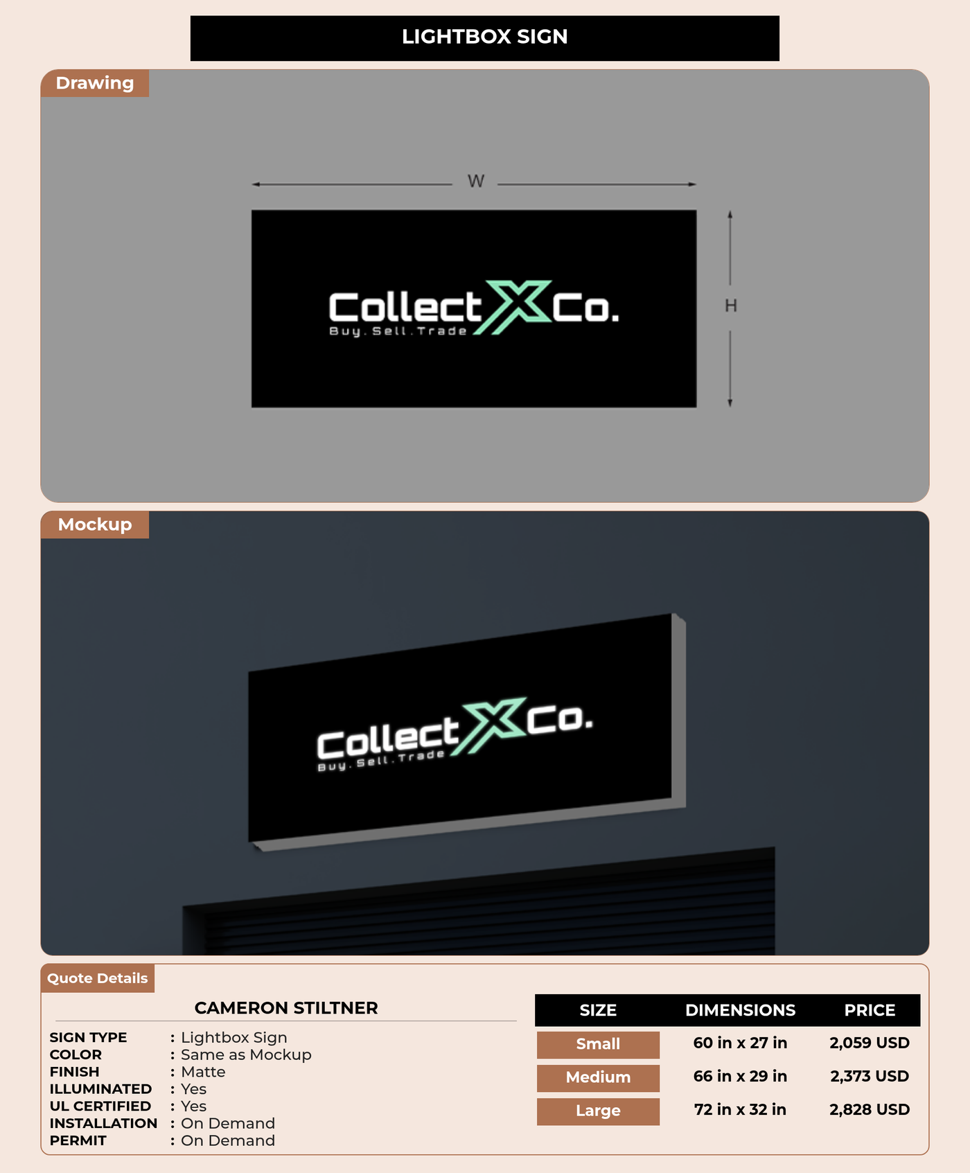 CUSTOM MOCKUP SIGN FOR Cameron Stiltner