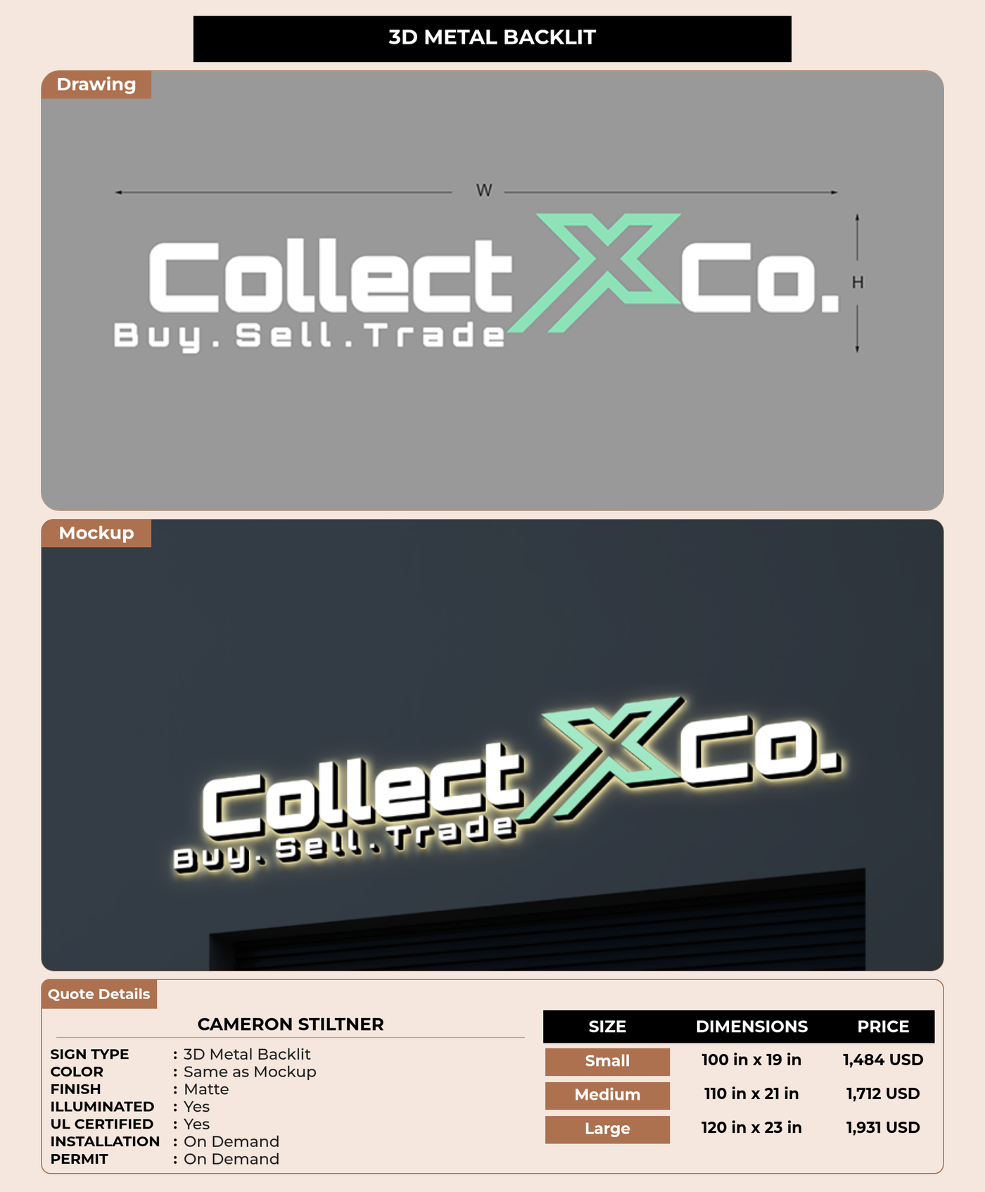 CUSTOM MOCKUP SIGN FOR Cameron Stiltner