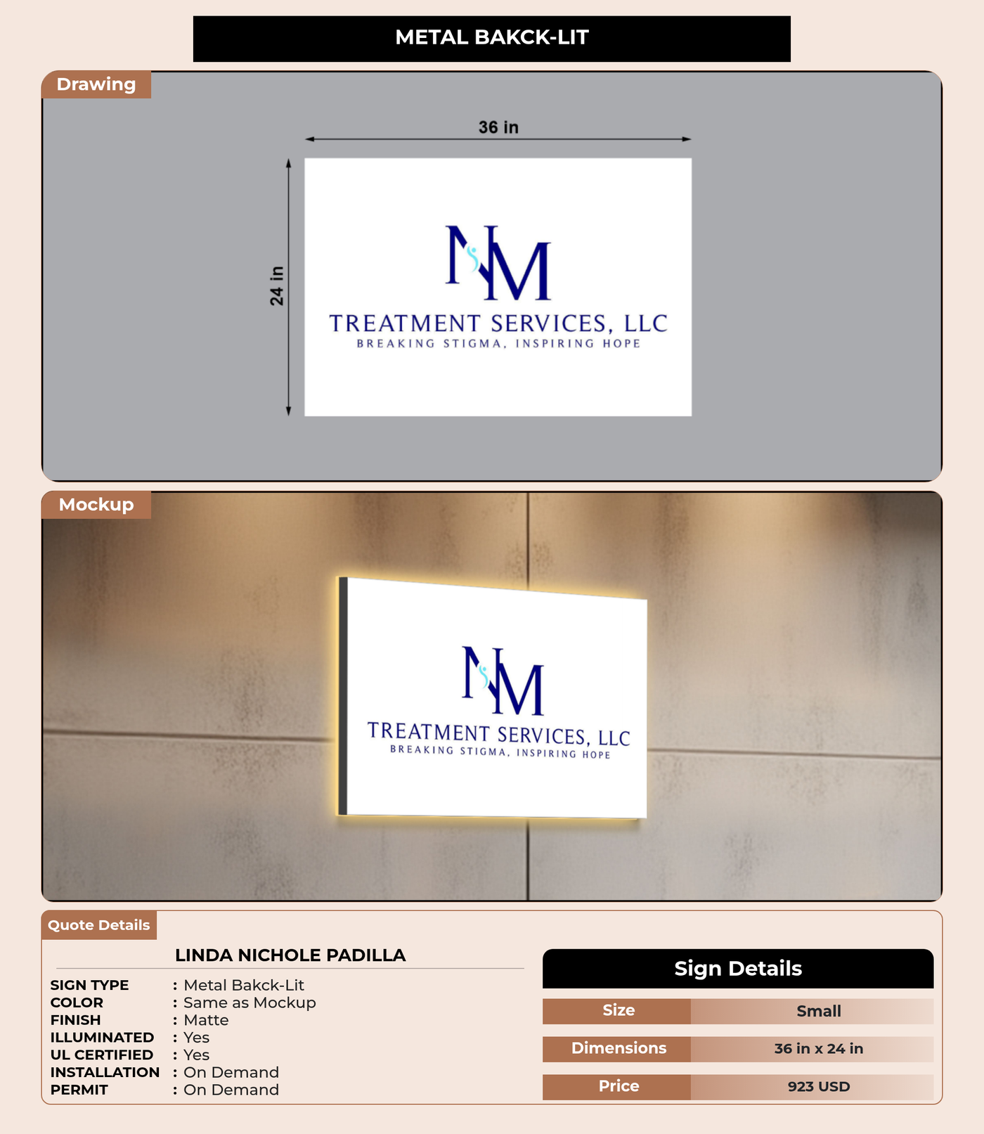 CUSTOM MOCKUP SIGN FOR LINDA NICHOLE PADILLA