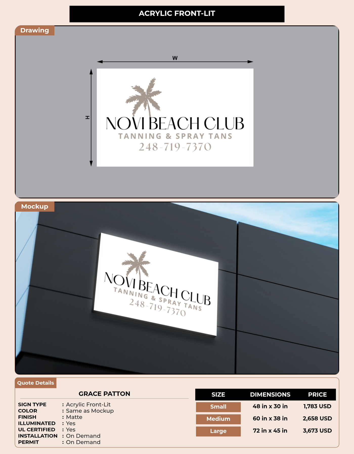 CUSTOM MOCKUP SIGN FOR Grace Patton