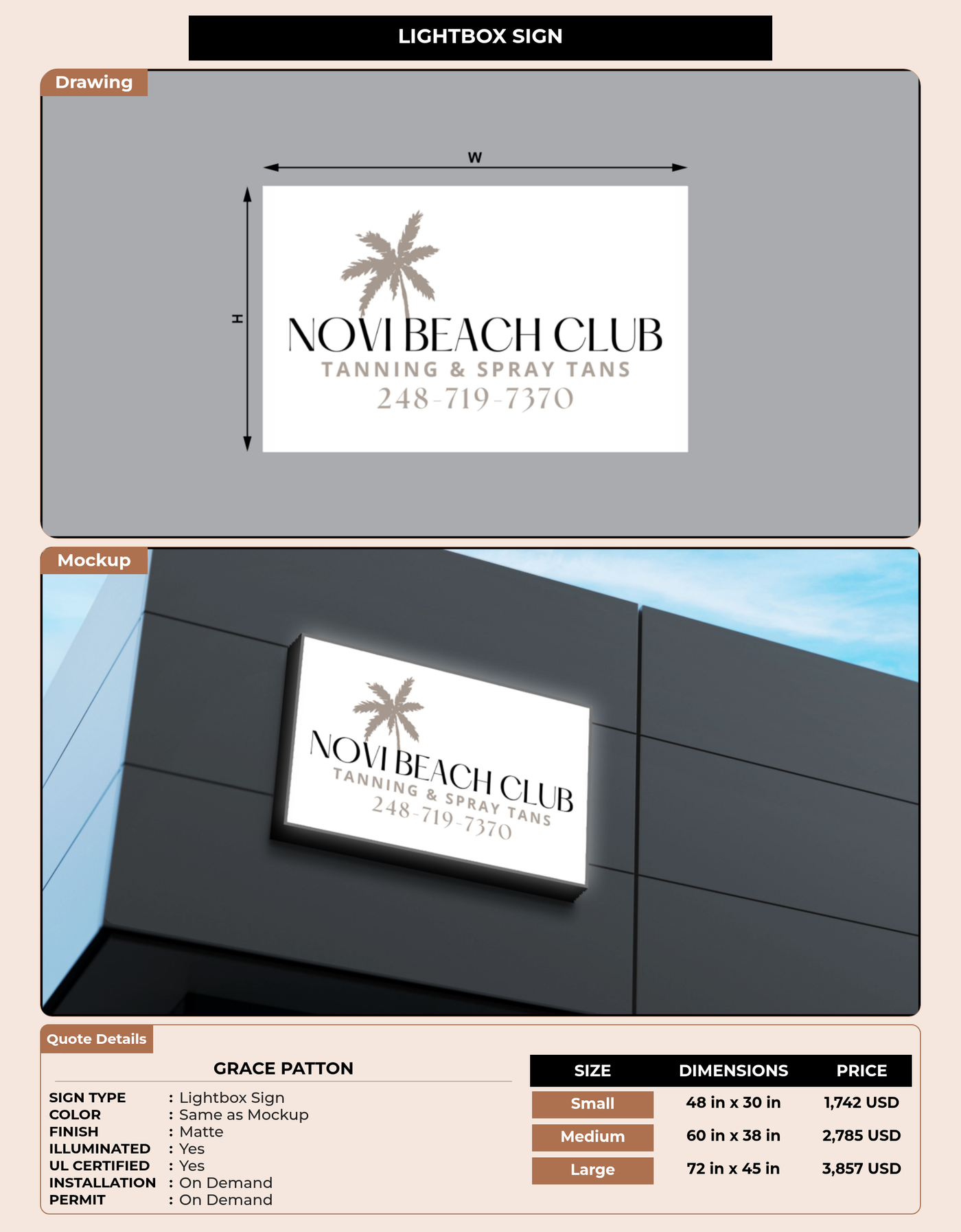 CUSTOM MOCKUP SIGN FOR Grace Patton