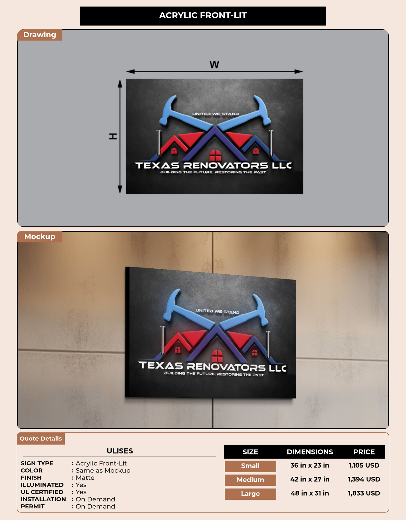 CUSTOM MOCKUP SIGN FOR Ulises