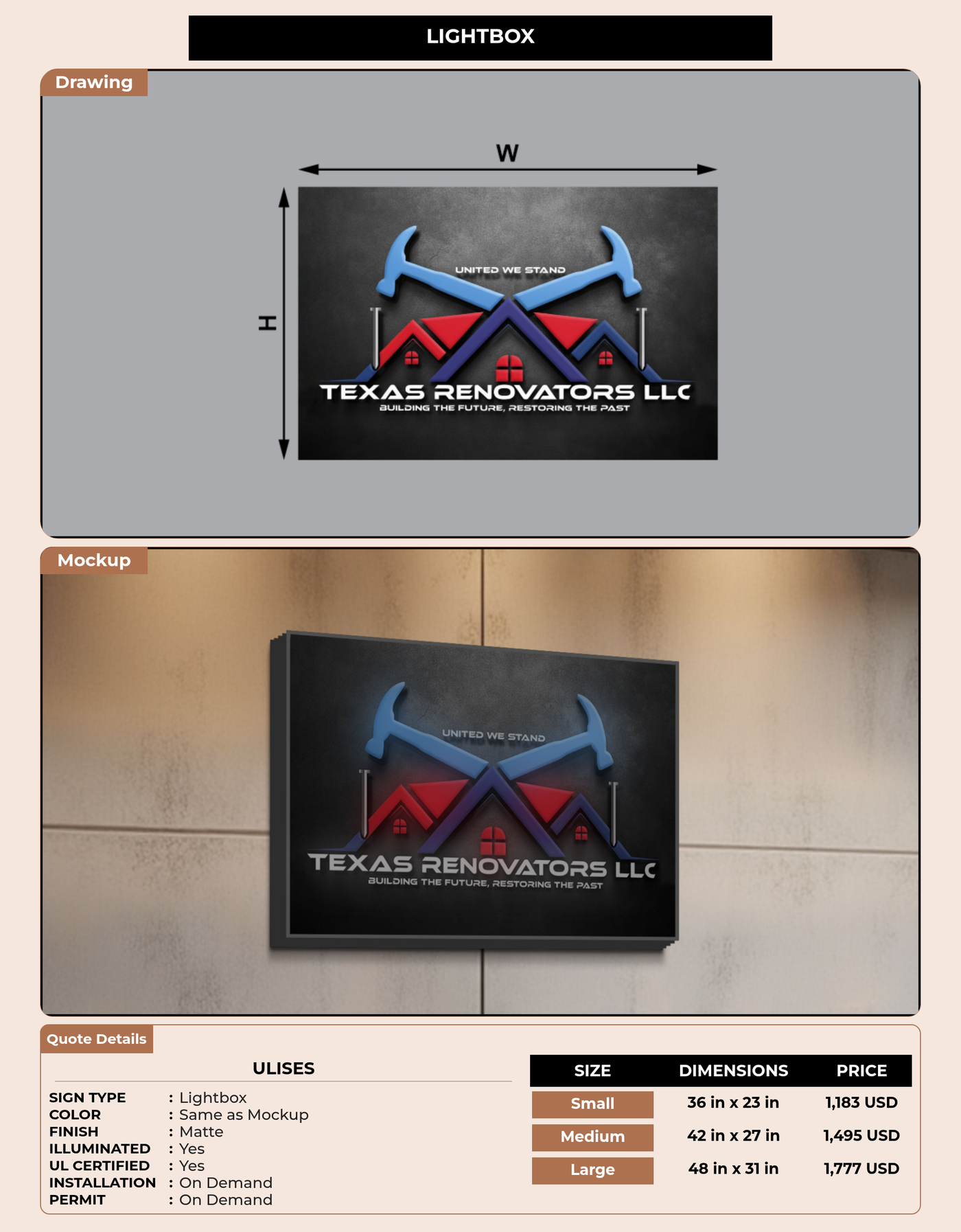 CUSTOM MOCKUP SIGN FOR Ulises