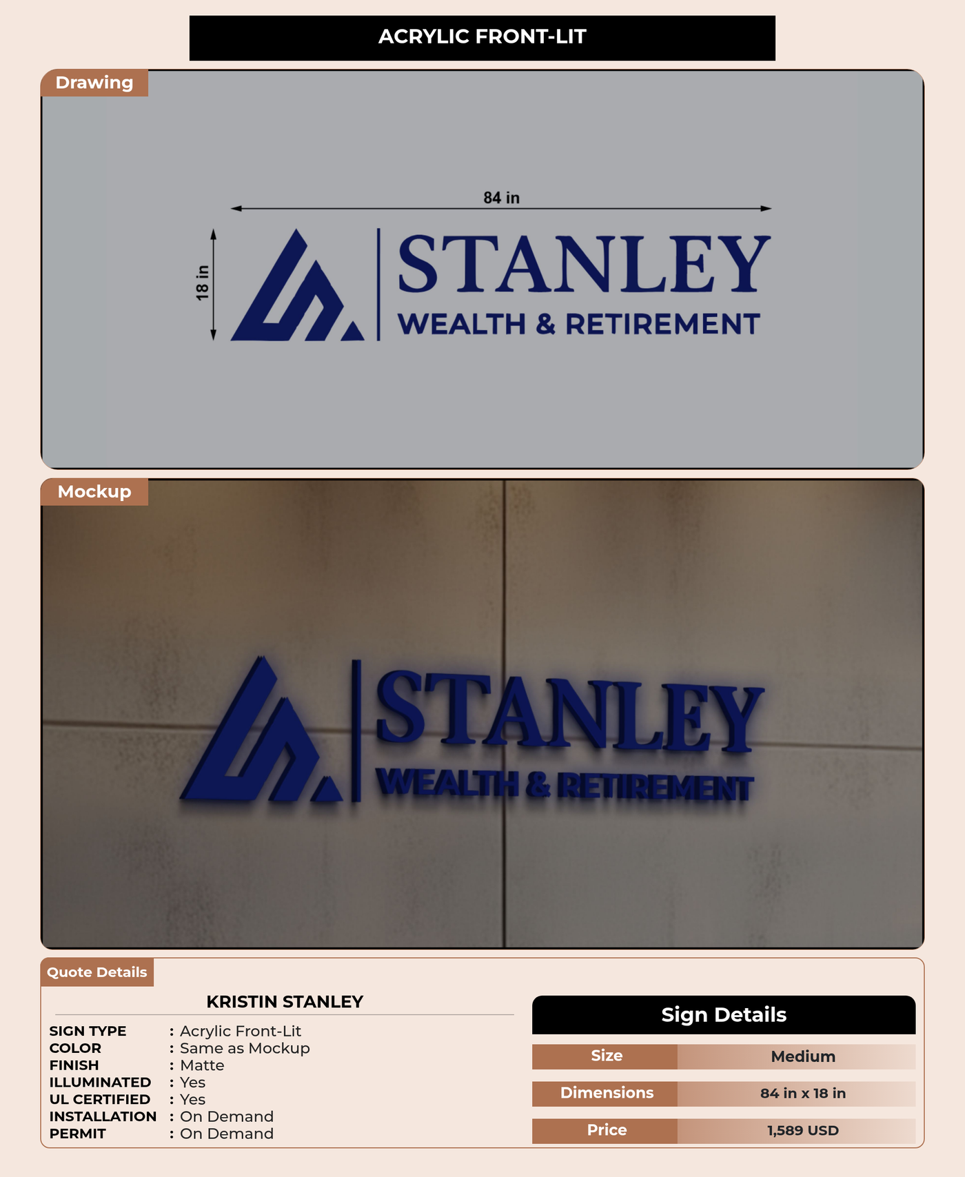 CUSTOM MOCKUP SIGN FOR kristin stanley