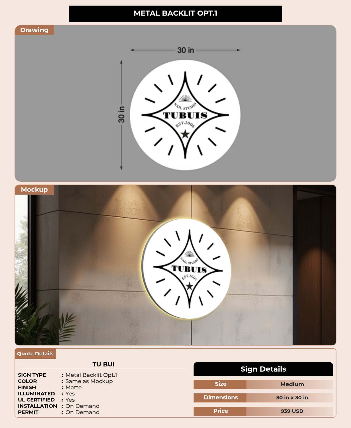 CUSTOM MOCKUP SIGN FOR Tu Bui