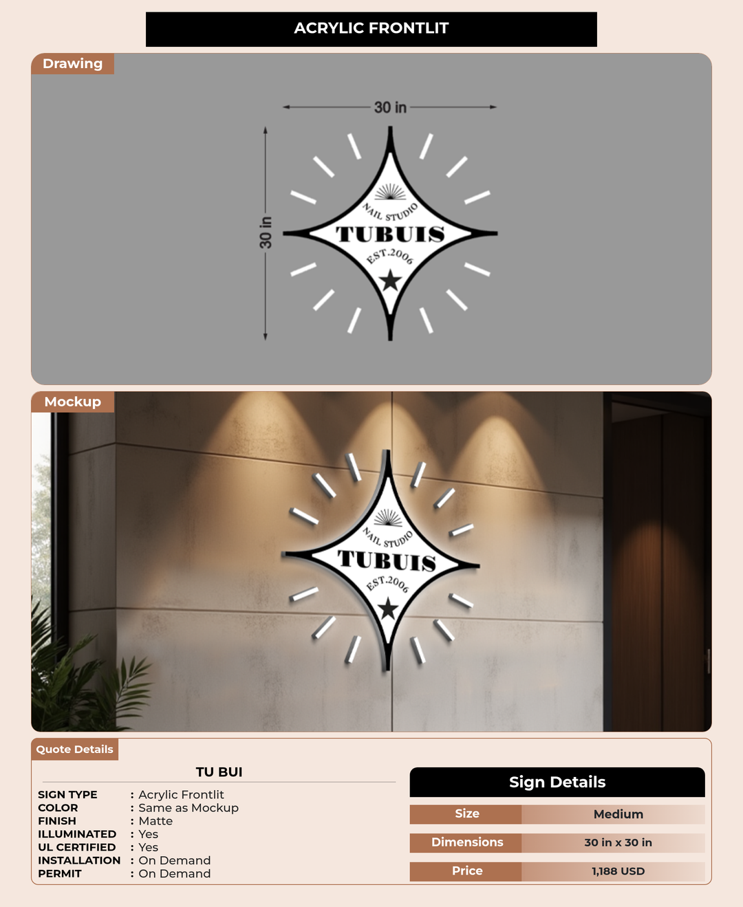 CUSTOM MOCKUP SIGN FOR Tu Bui