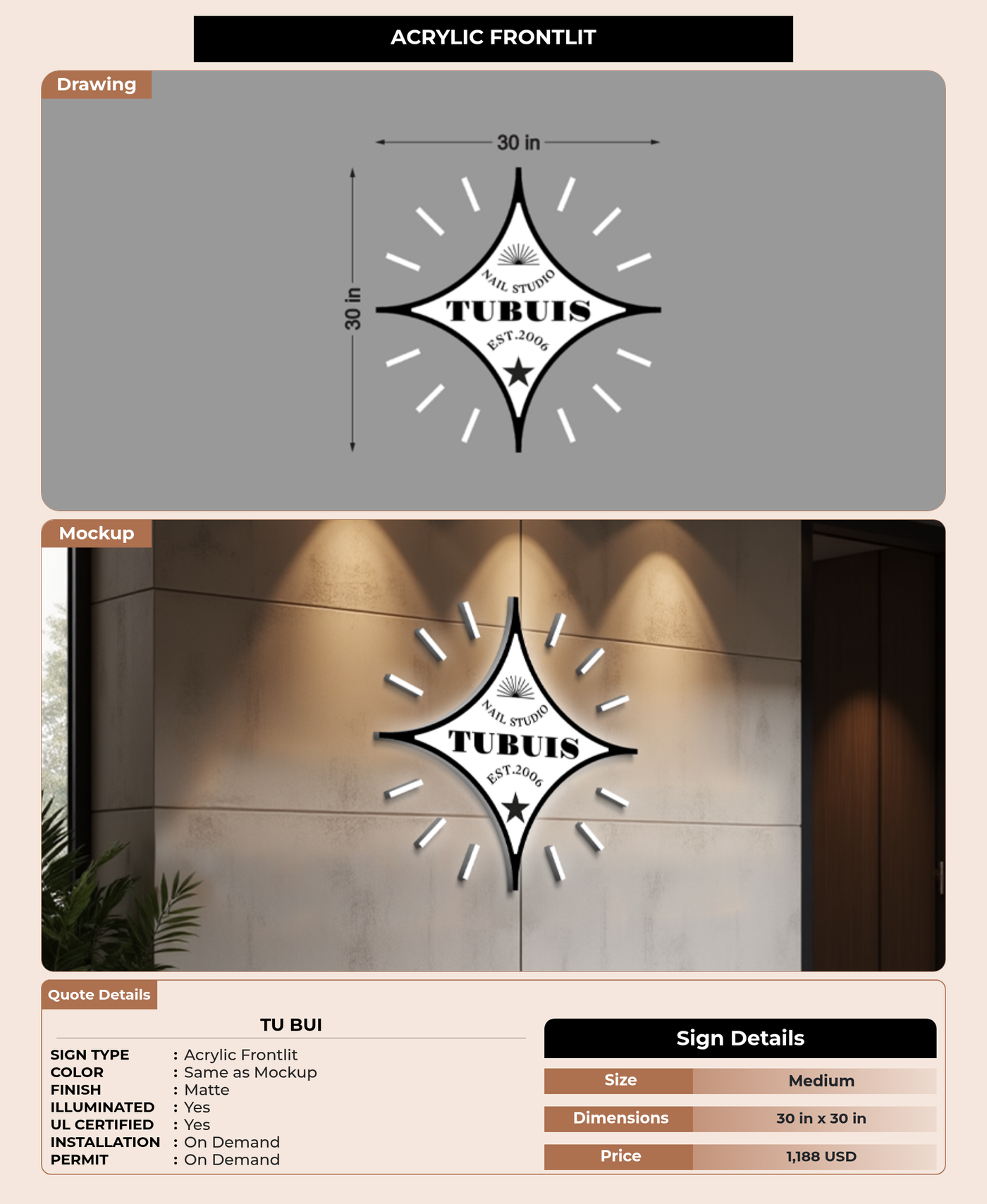 CUSTOM MOCKUP SIGN FOR Tu Bui