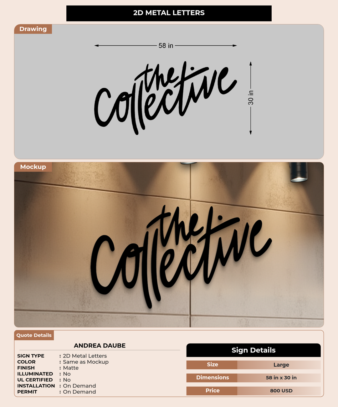 CUSTOM MOCKUP SIGN FOR Andrea Daube