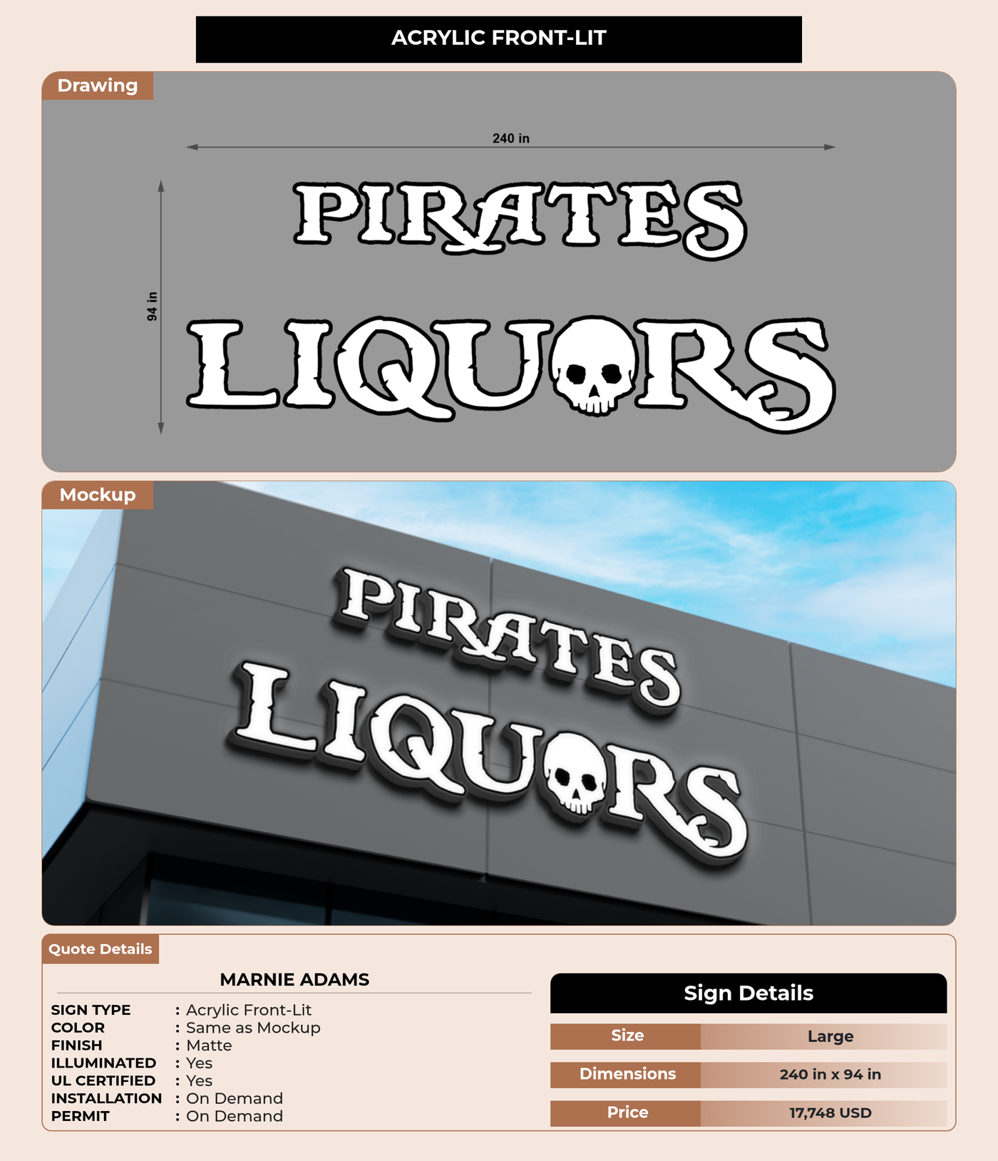 CUSTOM MOCKUP SIGN FOR Marnie Adams
