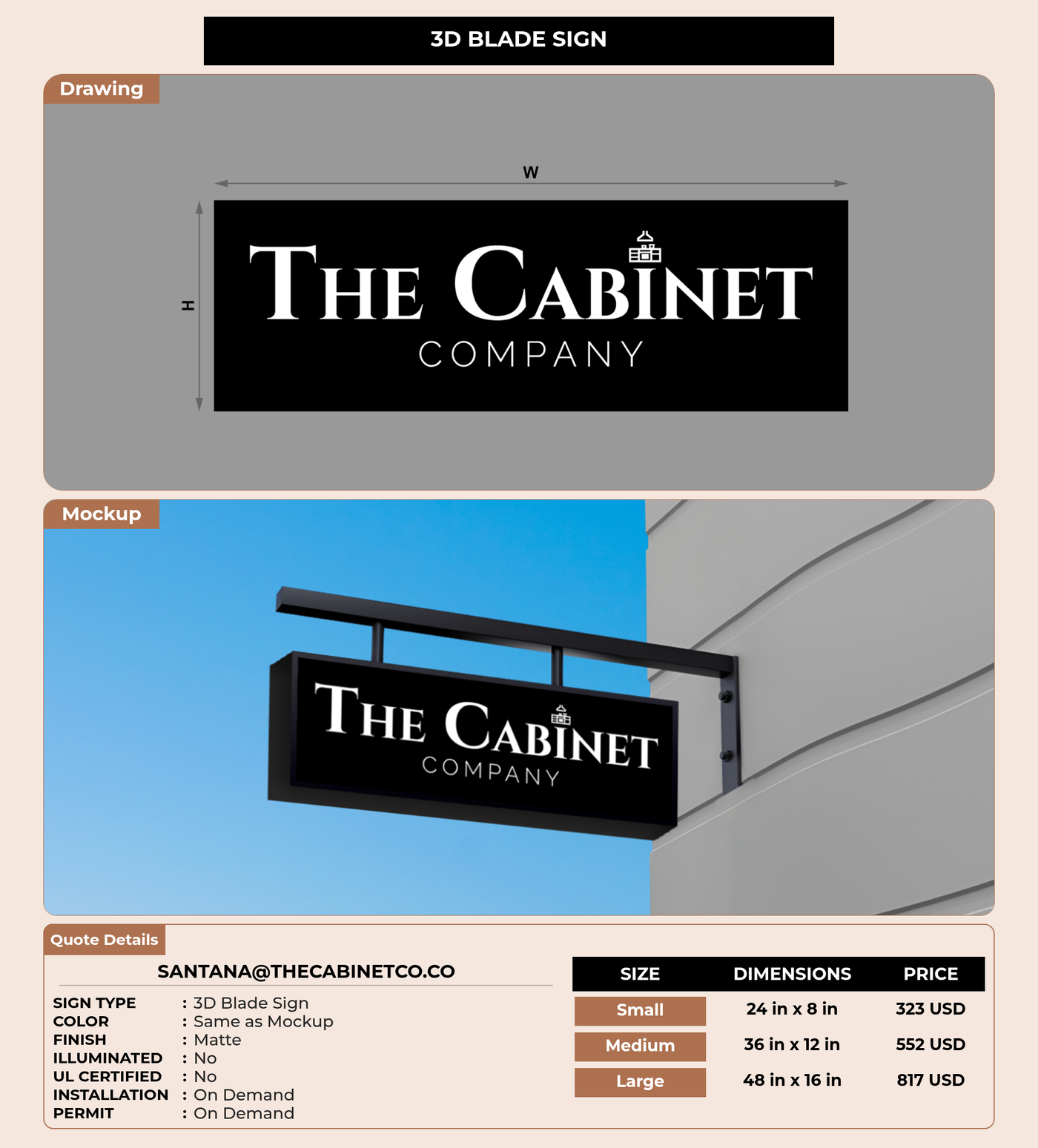 CUSTOM MOCKUP SIGN FOR santana@thecabinetco.co