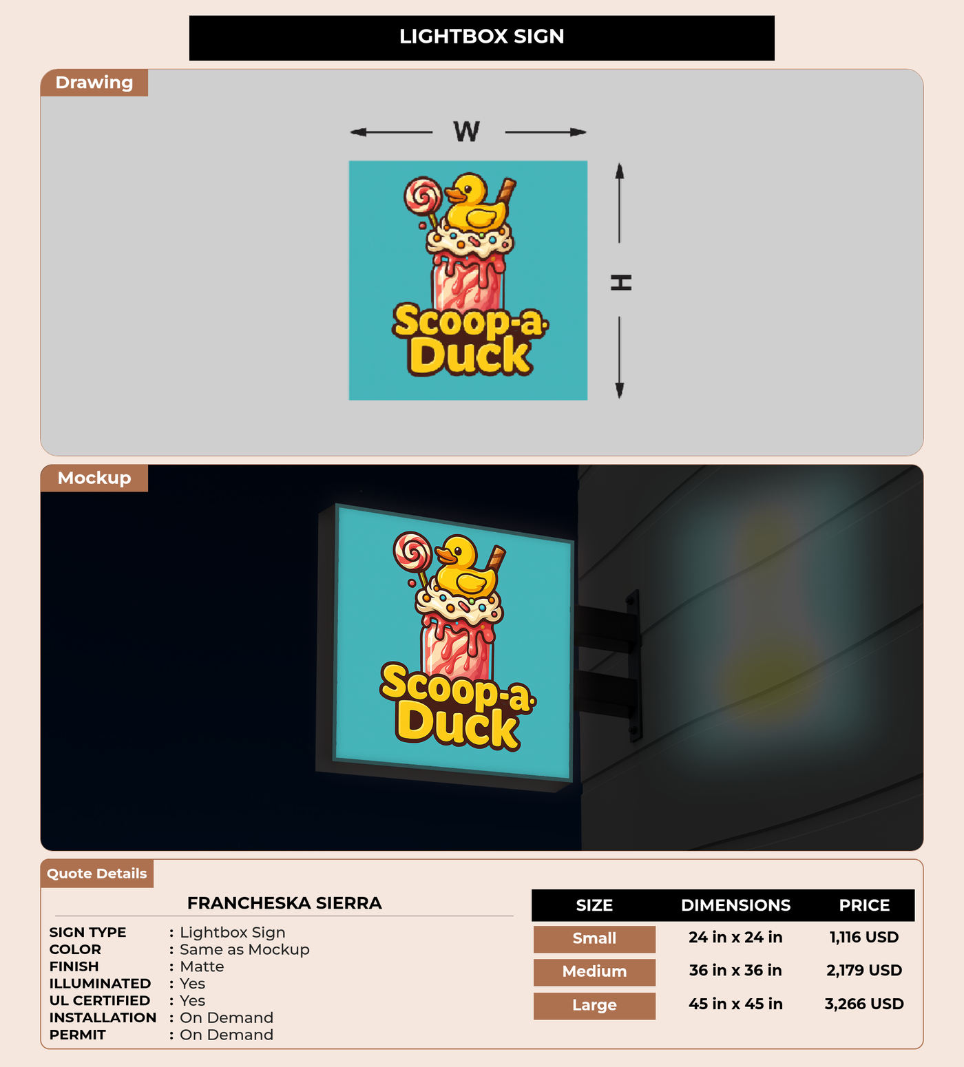 CUSTOM MOCKUP SIGN FOR Francheska Sierra