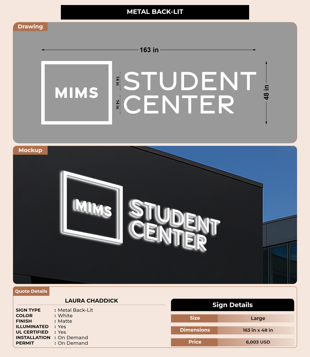 CUSTOM MOCKUP SIGN FOR Laura Chaddick