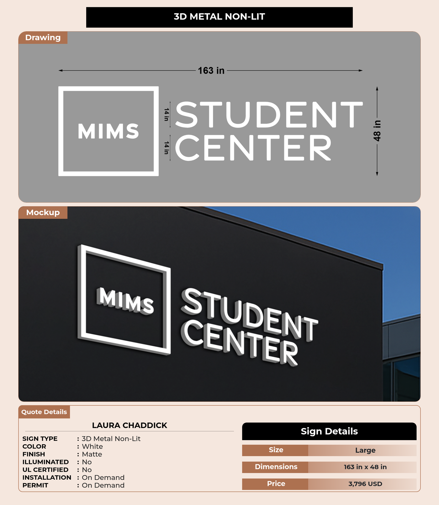 CUSTOM MOCKUP SIGN FOR Laura Chaddick