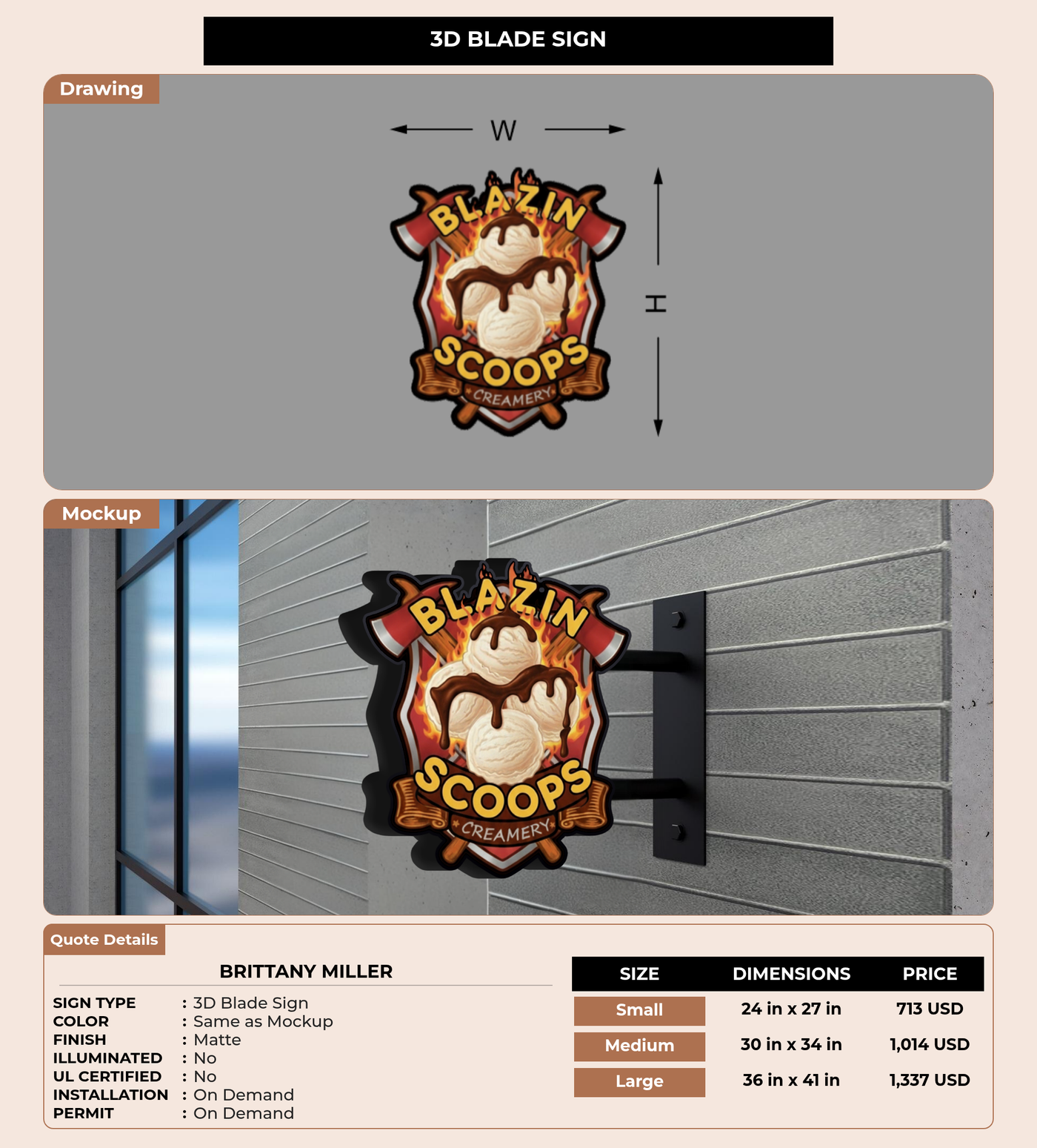 CUSTOM MOCKUP SIGN FOR Brittany Miller