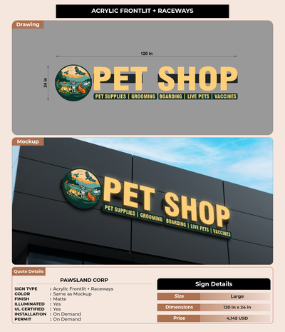 CUSTOM MOCKUP SIGN FOR Pawsland corp