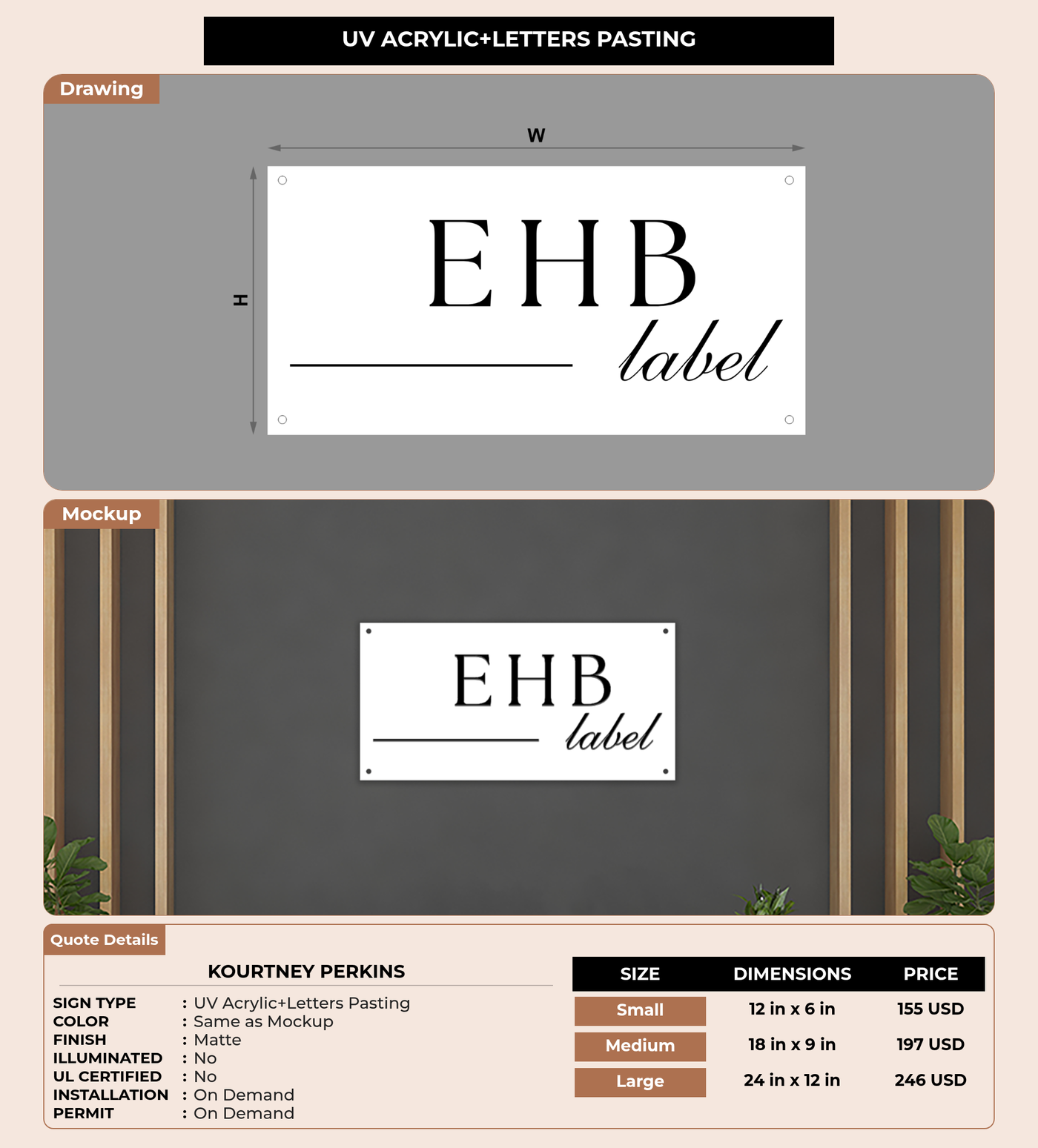 CUSTOM MOCKUP SIGN FOR Kourtney Perkins
