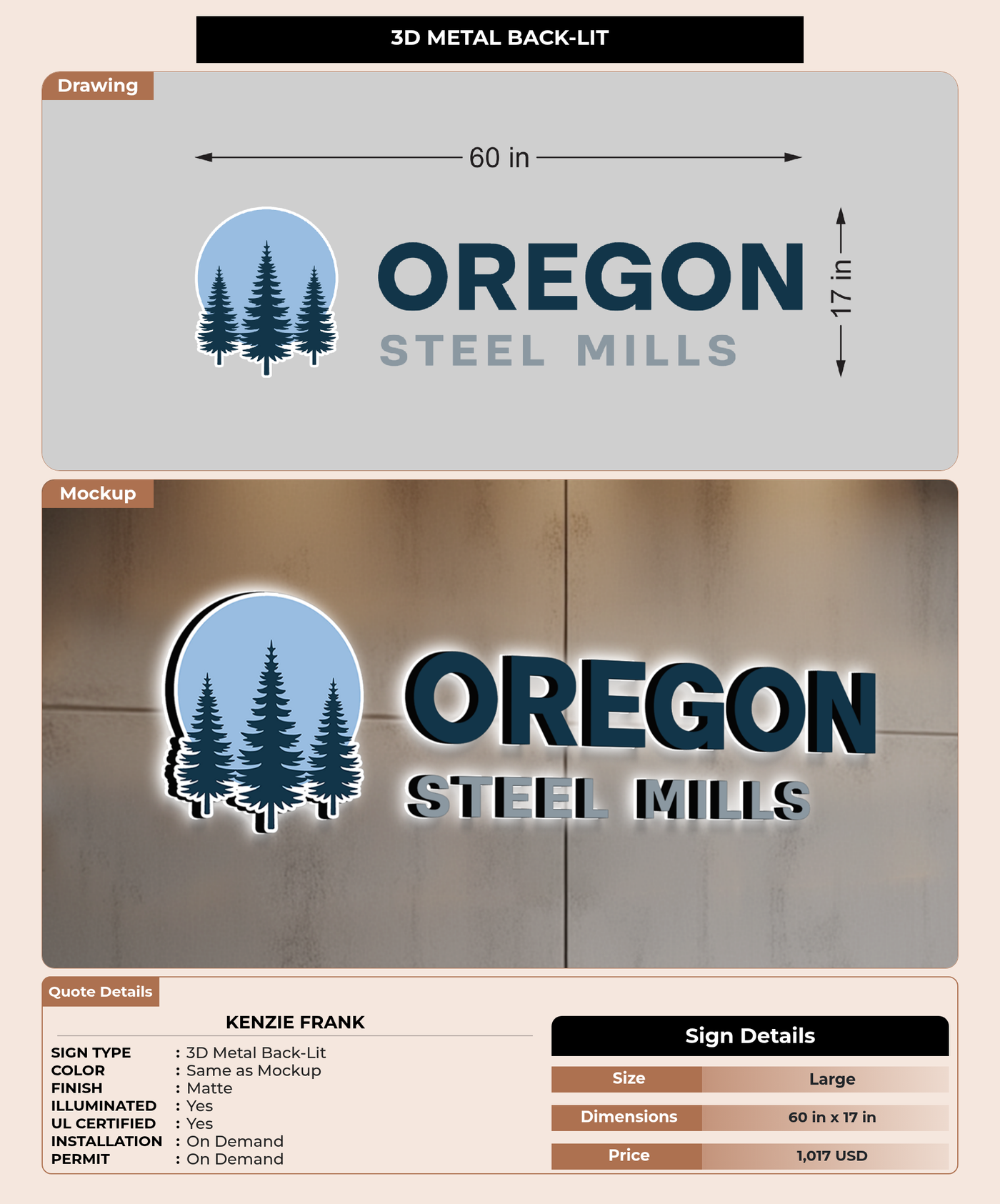 CUSTOM MOCKUP SIGN FOR Kenzie Frank