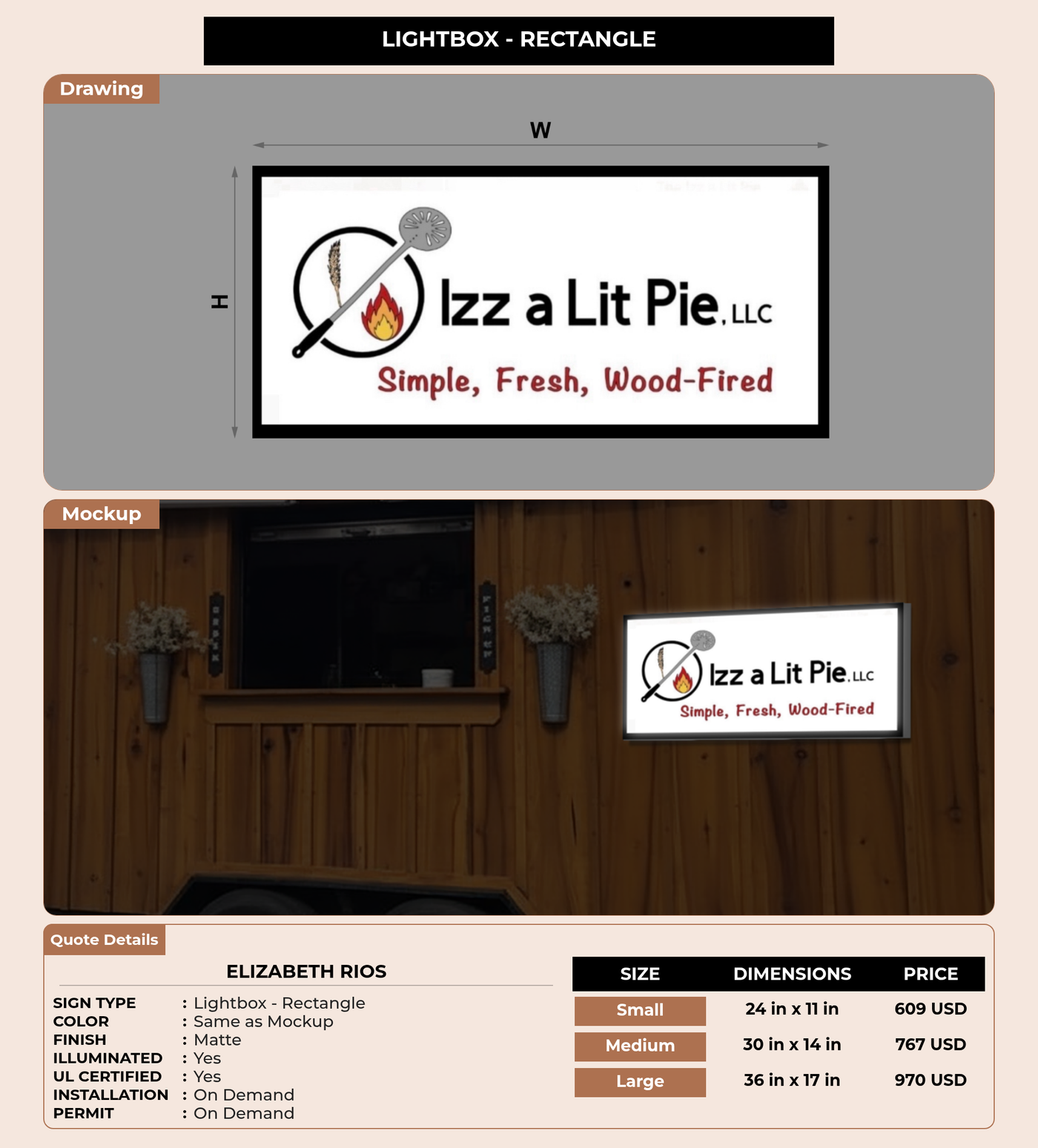 CUSTOM MOCKUP SIGN FOR Elizabeth rios