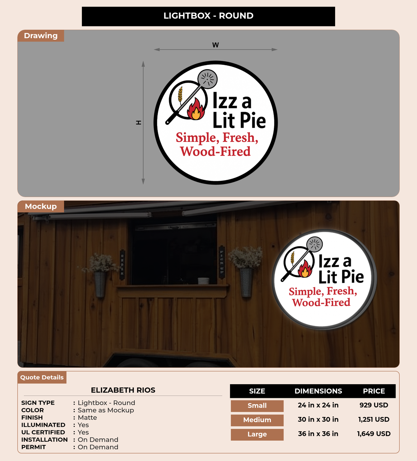 CUSTOM MOCKUP SIGN FOR Elizabeth rios