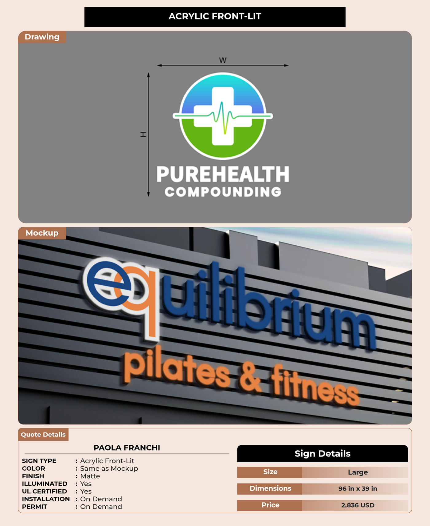 CUSTOM MOCKUP SIGN FOR Paola Franchi