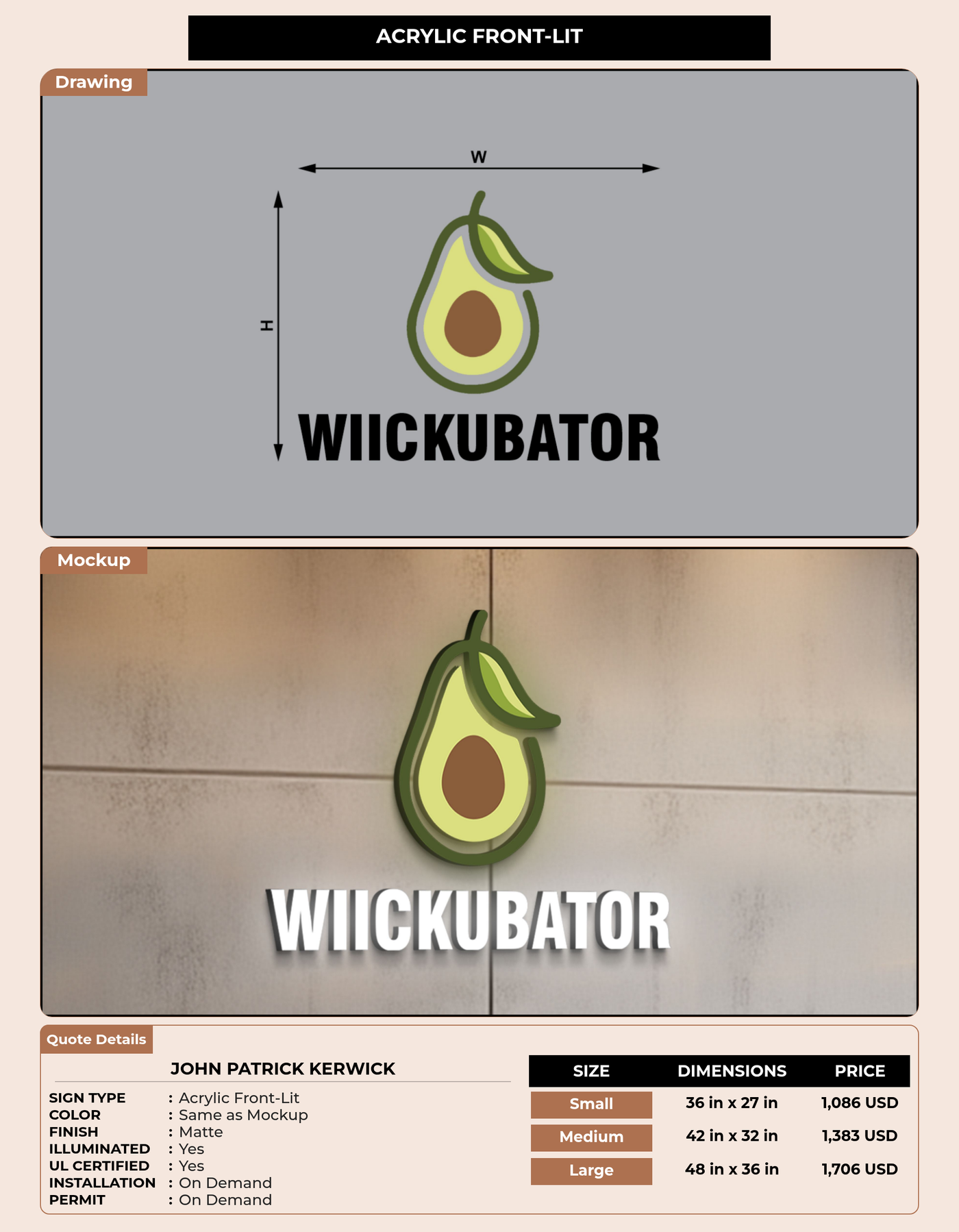 CUSTOM MOCKUP SIGN FOR John Patrick Kerwick