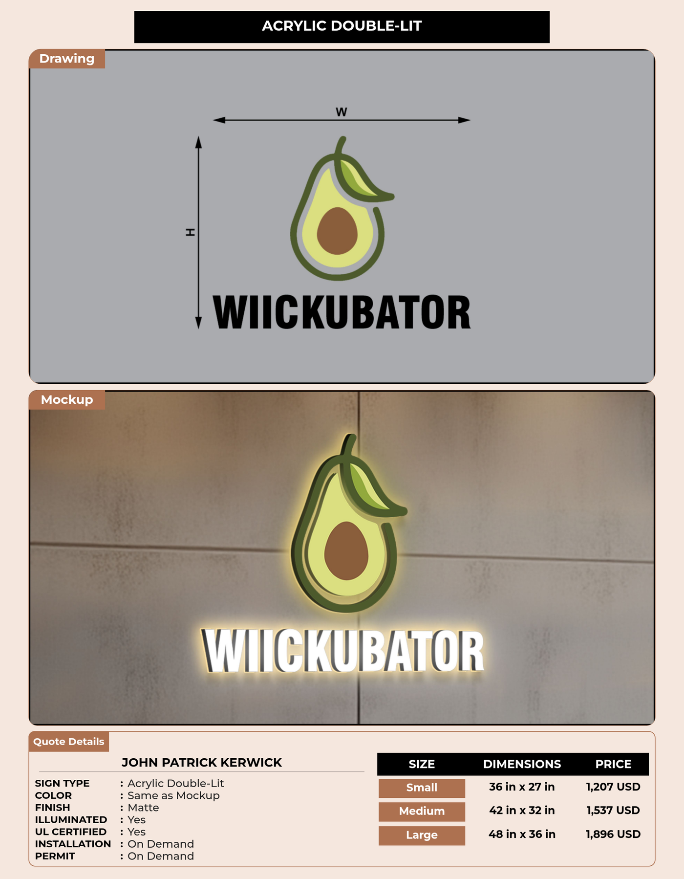CUSTOM MOCKUP SIGN FOR John Patrick Kerwick