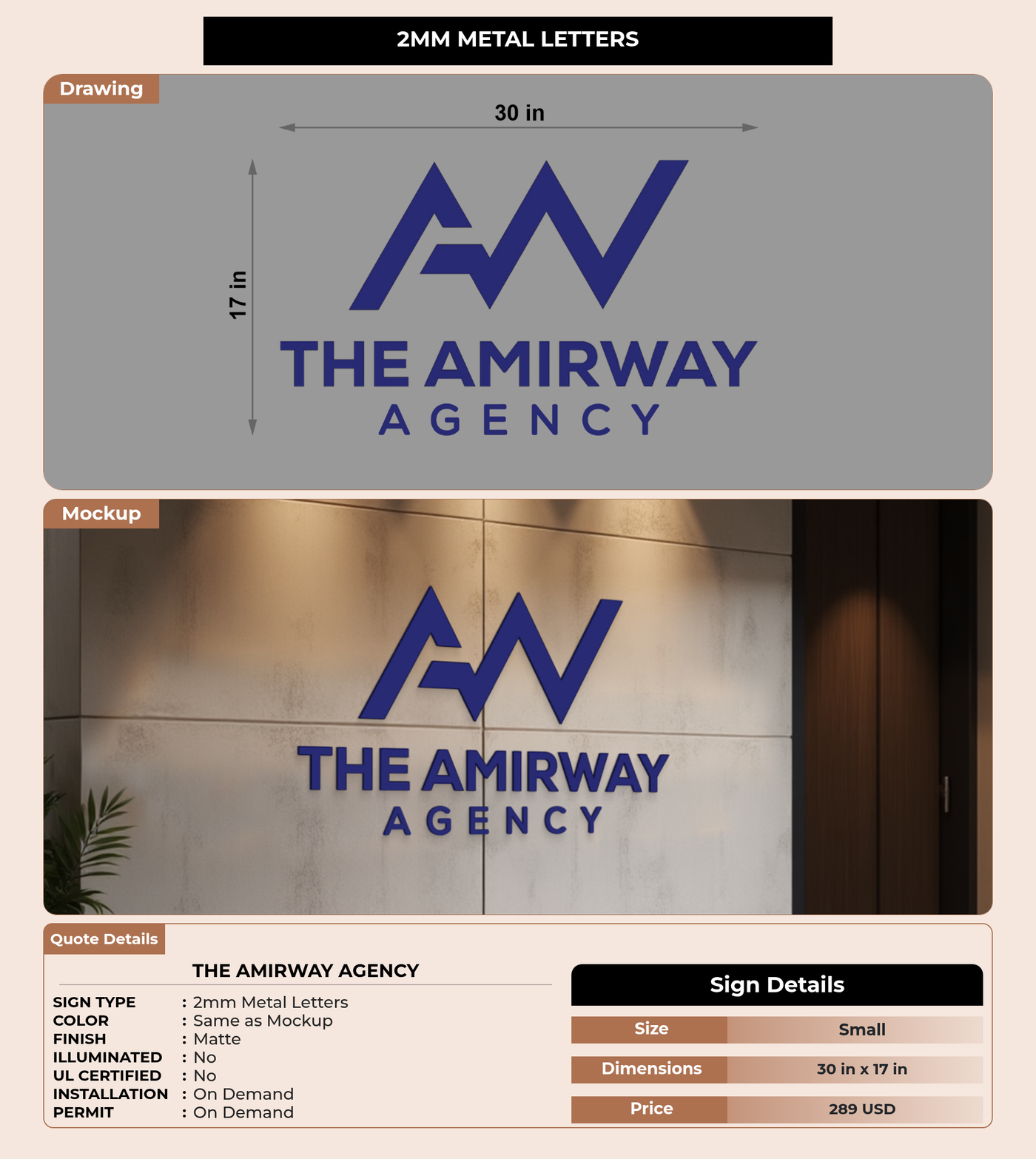 CUSTOM MOCKUP SIGN FOR The Amirway Agency