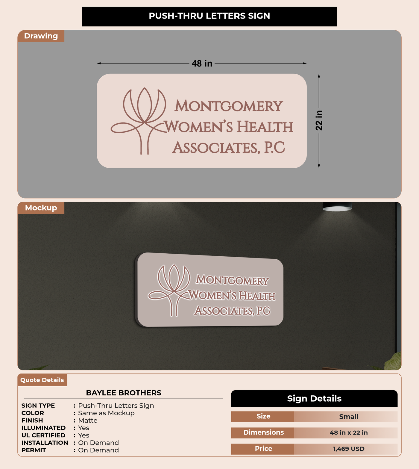 CUSTOM MOCKUP SIGN FOR Baylee Brothers