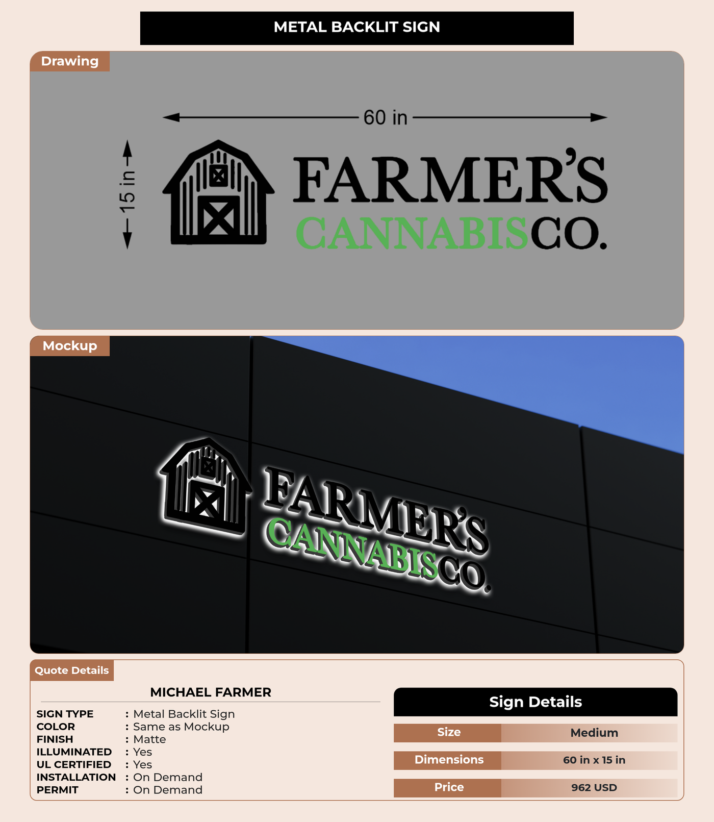 CUSTOM MOCKUP SIGN FOR Michael farmer
