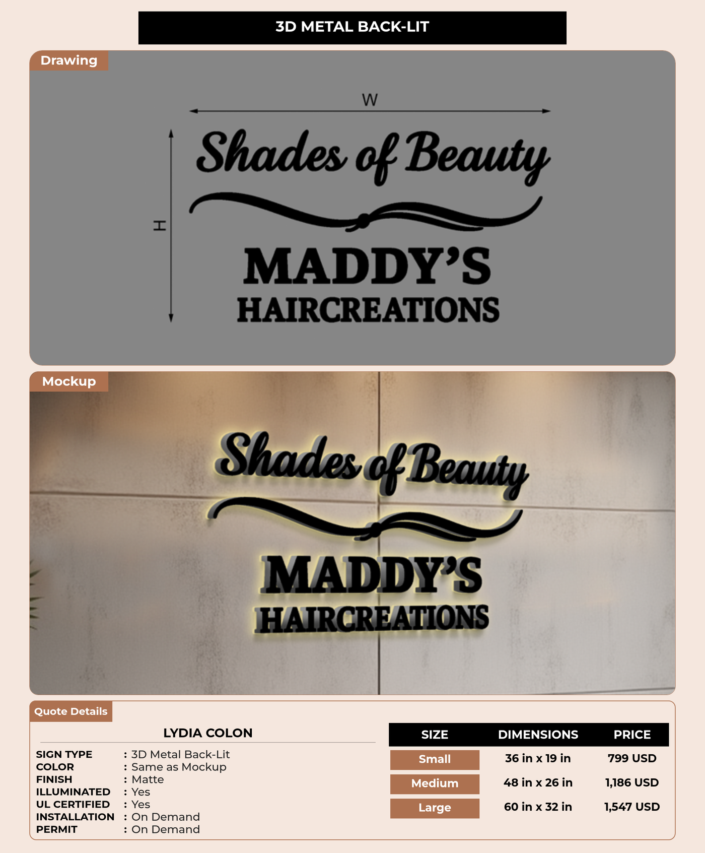 CUSTOM MOCKUP SIGN FOR Lydia Colon