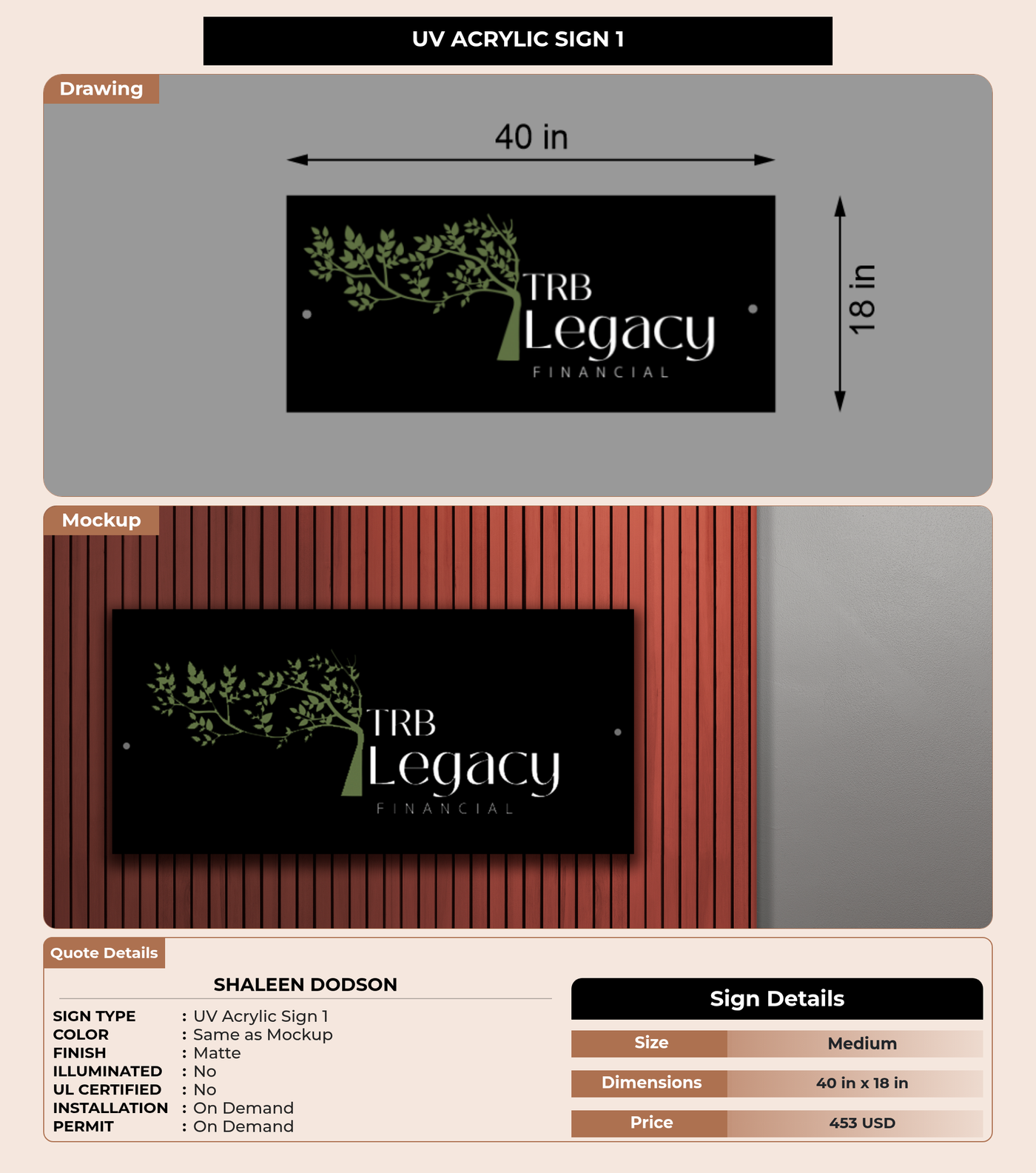 CUSTOM MOCKUP SIGN FOR Shaleen Dodson