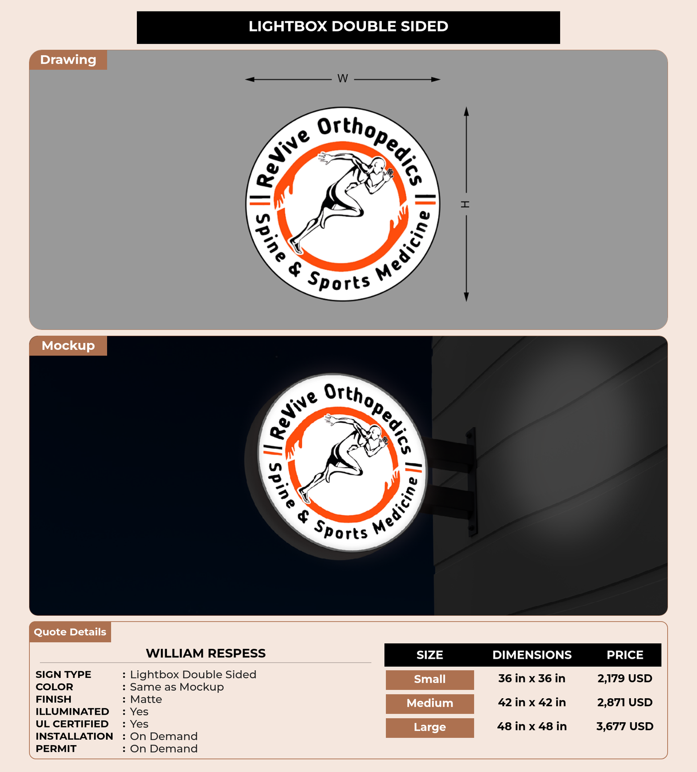 CUSTOM MOCKUP SIGN FOR William Respess