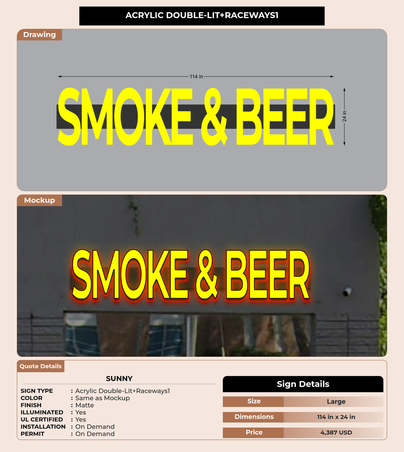 CUSTOM MOCKUP SIGN FOR Sunny