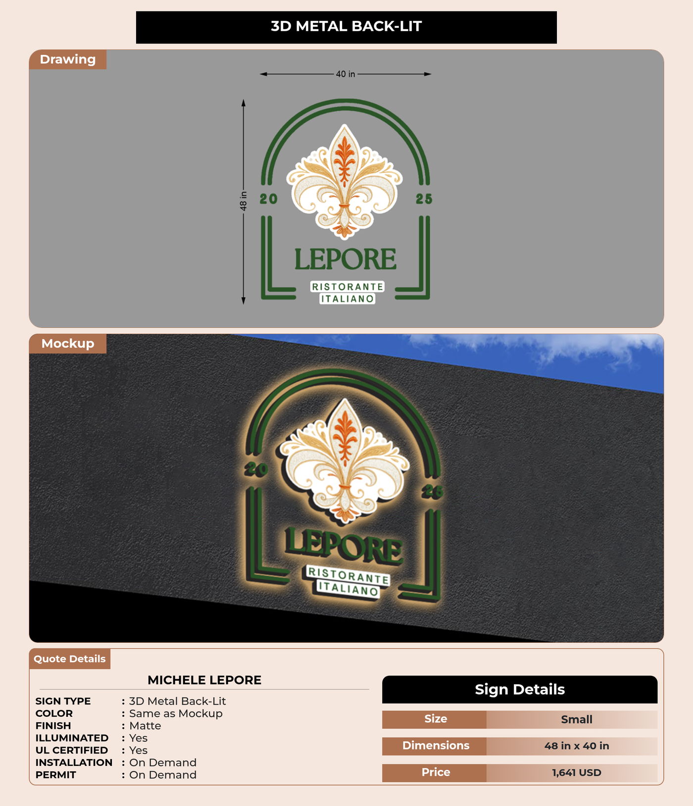 CUSTOM MOCKUP SIGN FOR Michele Lepore