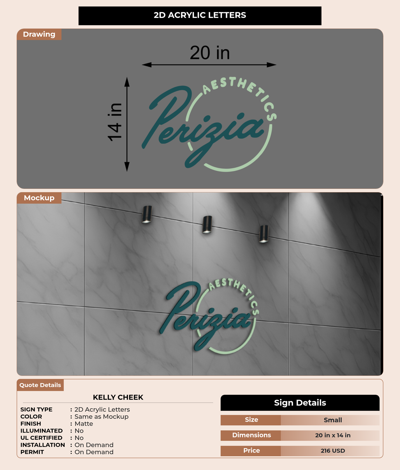 CUSTOM MOCKUP SIGN FOR Kelly Cheek