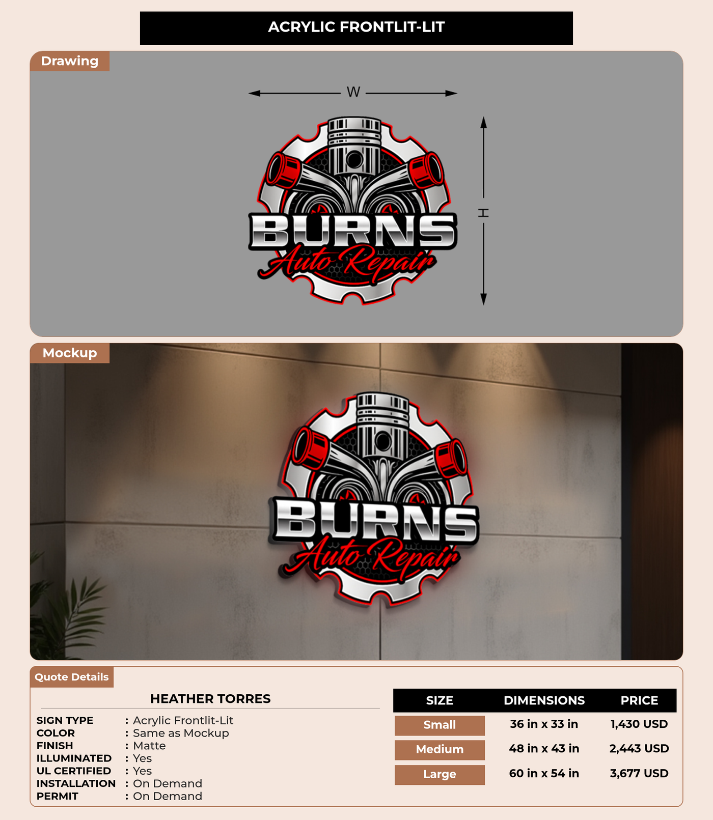 CUSTOM MOCKUP SIGN FOR Heather  Torres