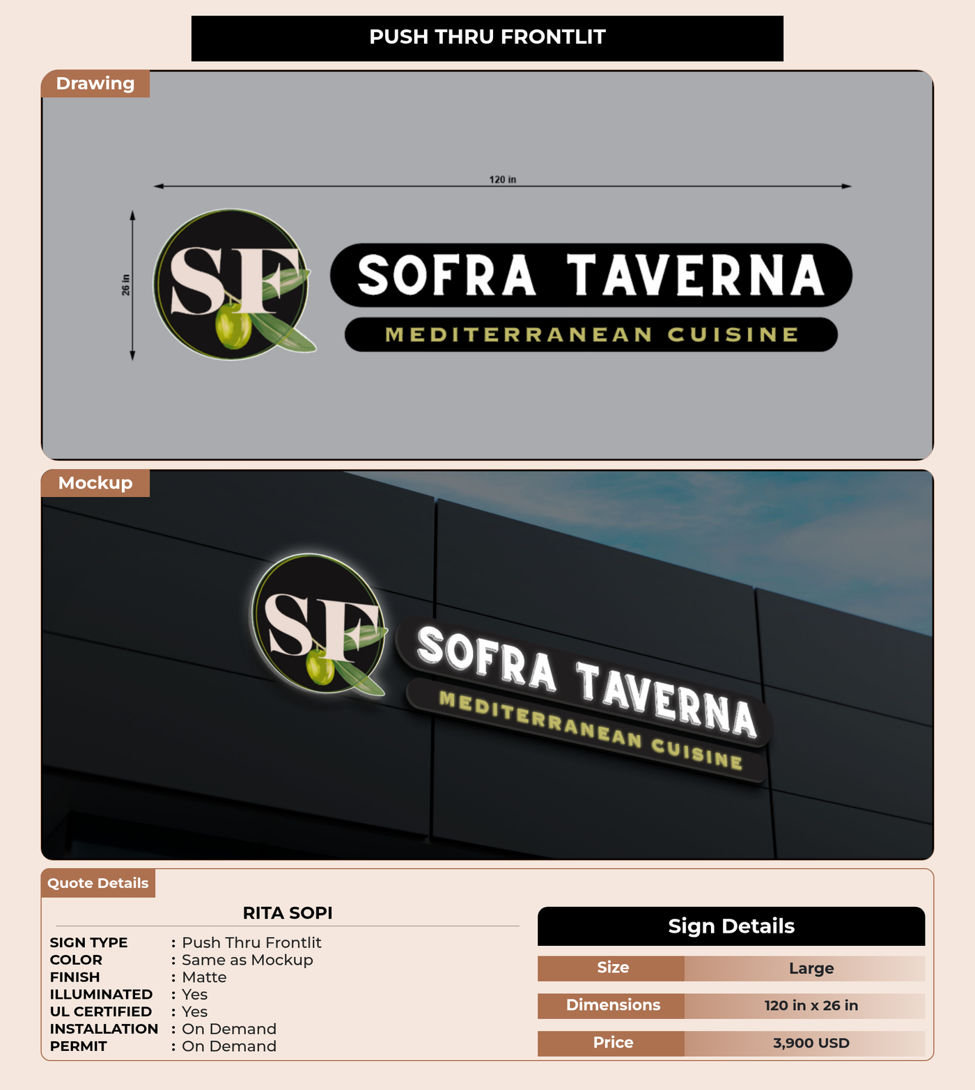 CUSTOM MOCKUP SIGN FOR Rita Sopi
