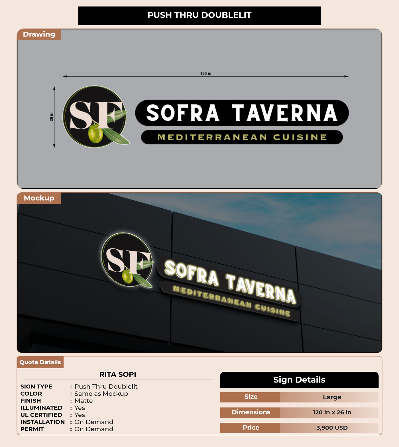 CUSTOM MOCKUP SIGN FOR Rita Sopi
