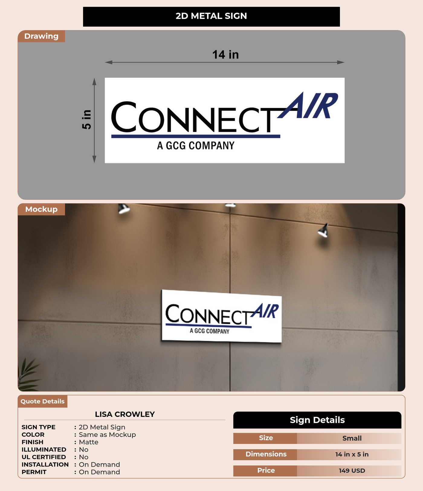 CUSTOM MOCKUP SIGN FOR Lisa Crowley
