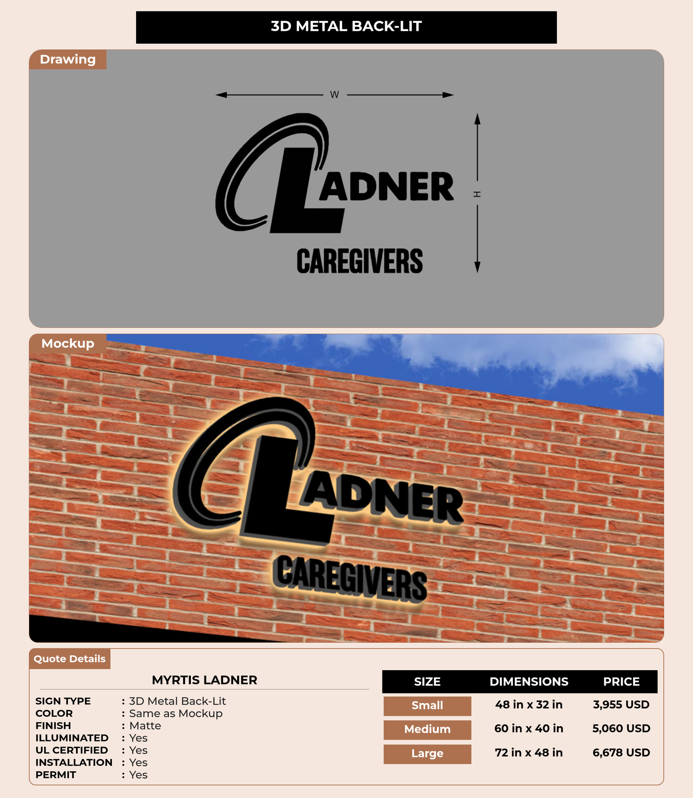CUSTOM MOCKUP SIGN FOR Myrtis Ladner