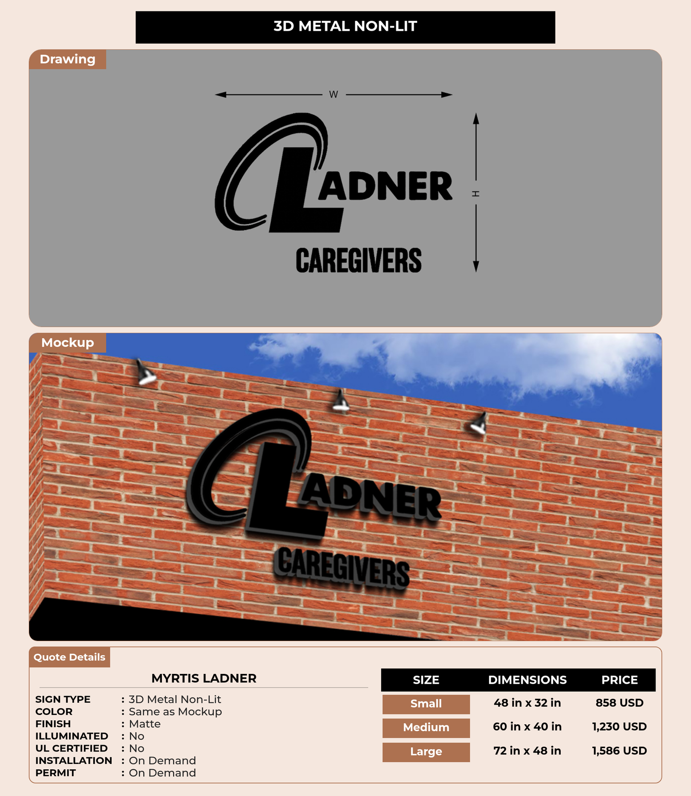 CUSTOM MOCKUP SIGN FOR Myrtis Ladner
