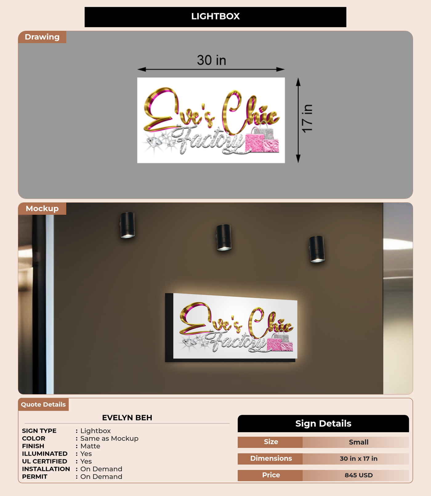 CUSTOM MOCKUP SIGN FOR Evelyn Beh
